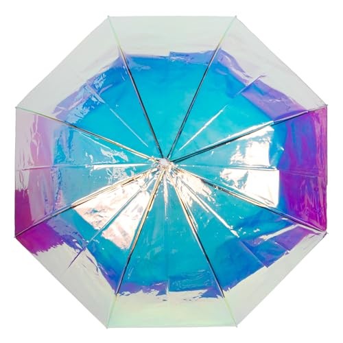 Iridescent Stick Umbrella, 50" Canopy Coverage, Crook Handle