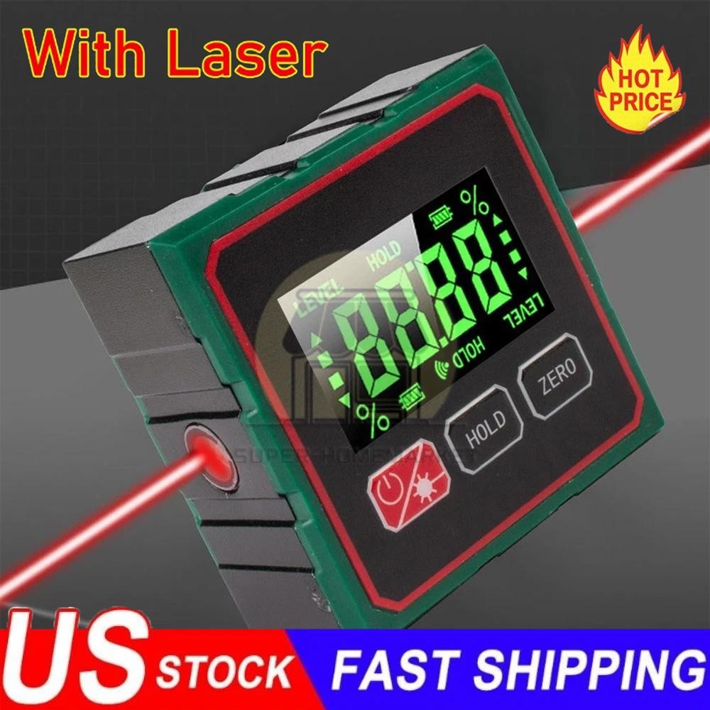 Digital Angle Finder with Electronic Laser - 4-side Strong Magnetic Angle Gauge