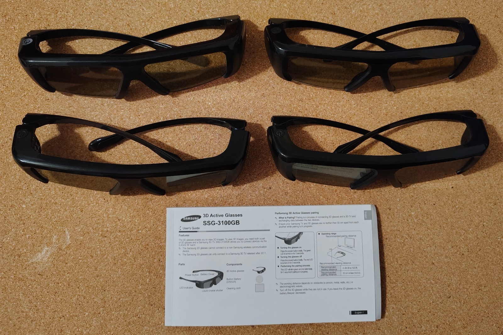 LOT of 4x Samsung SSG-3100GB Active 3D Glasses for Smart TV