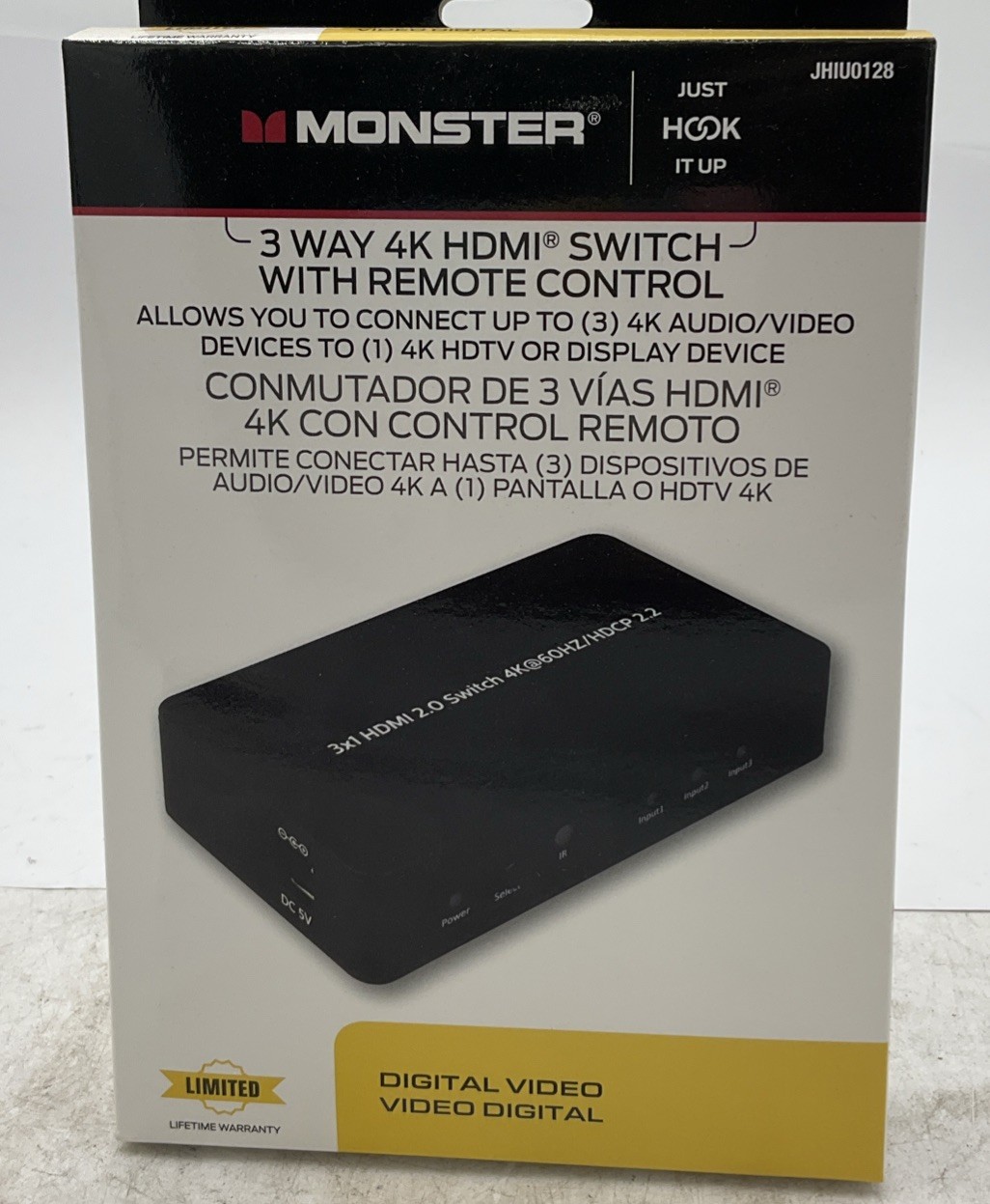 Monster Just Hook It Up  3 way HDMI Switch with remote control