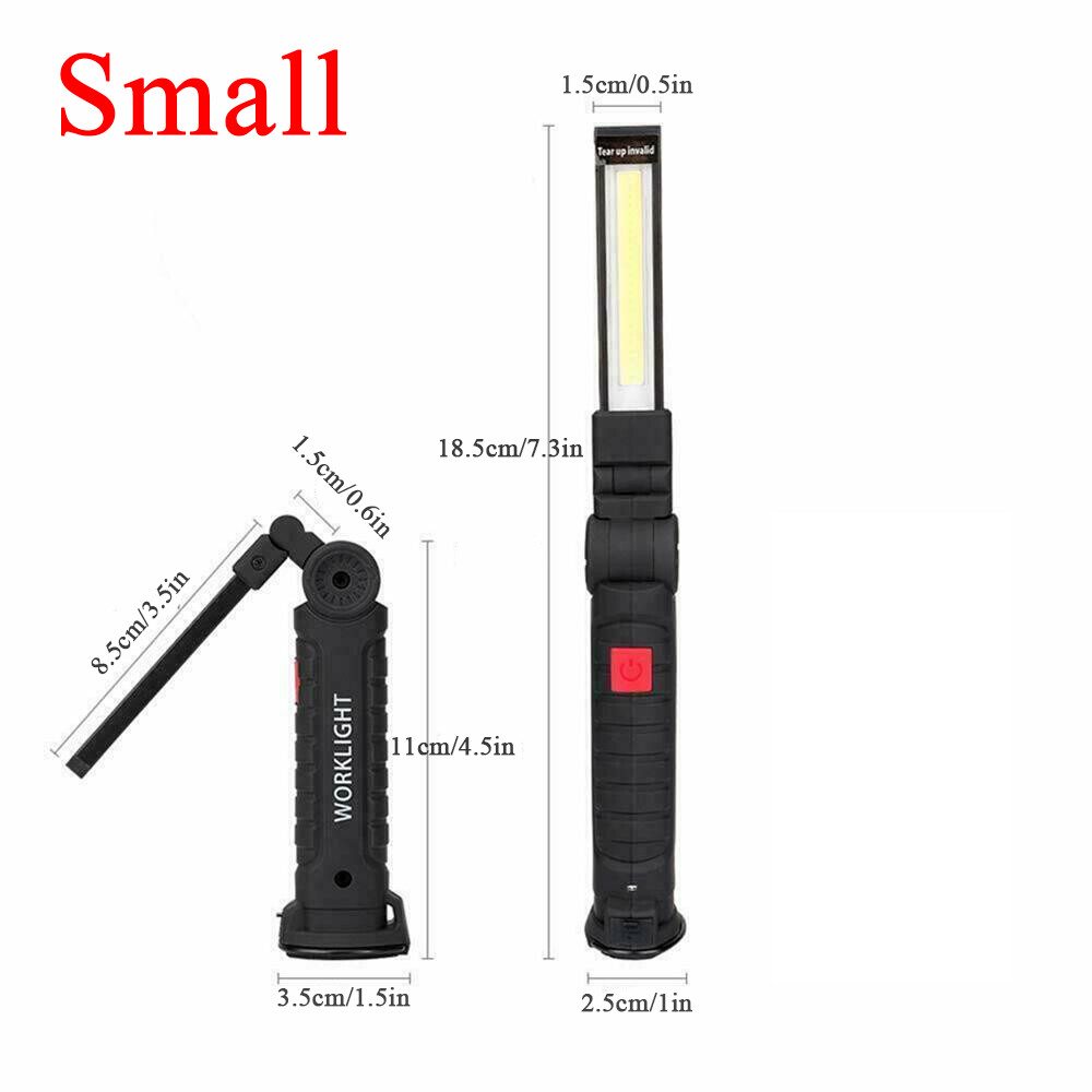2Sets USB Rechargeable COB LED Work Light Lamp Inspect Folding Torch Flashlight
