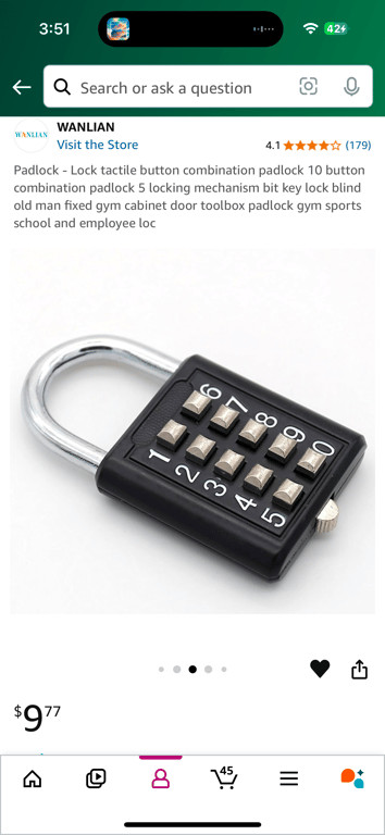 MroMax 1Pcs 10-Digit Combination Padlock Push Button Lock for Locker Gym, Case,