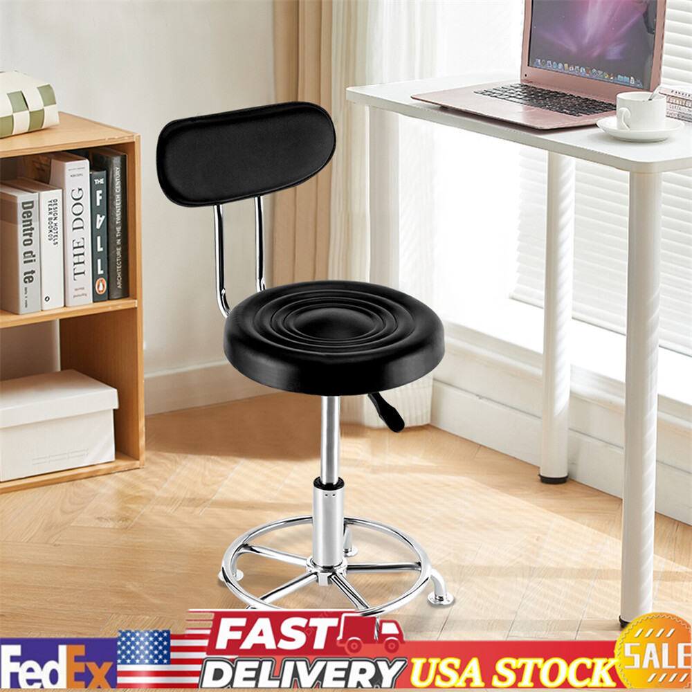 Work Shop Stool Bench Hydraulic Chair Bar Garage Adjustable Height+Back