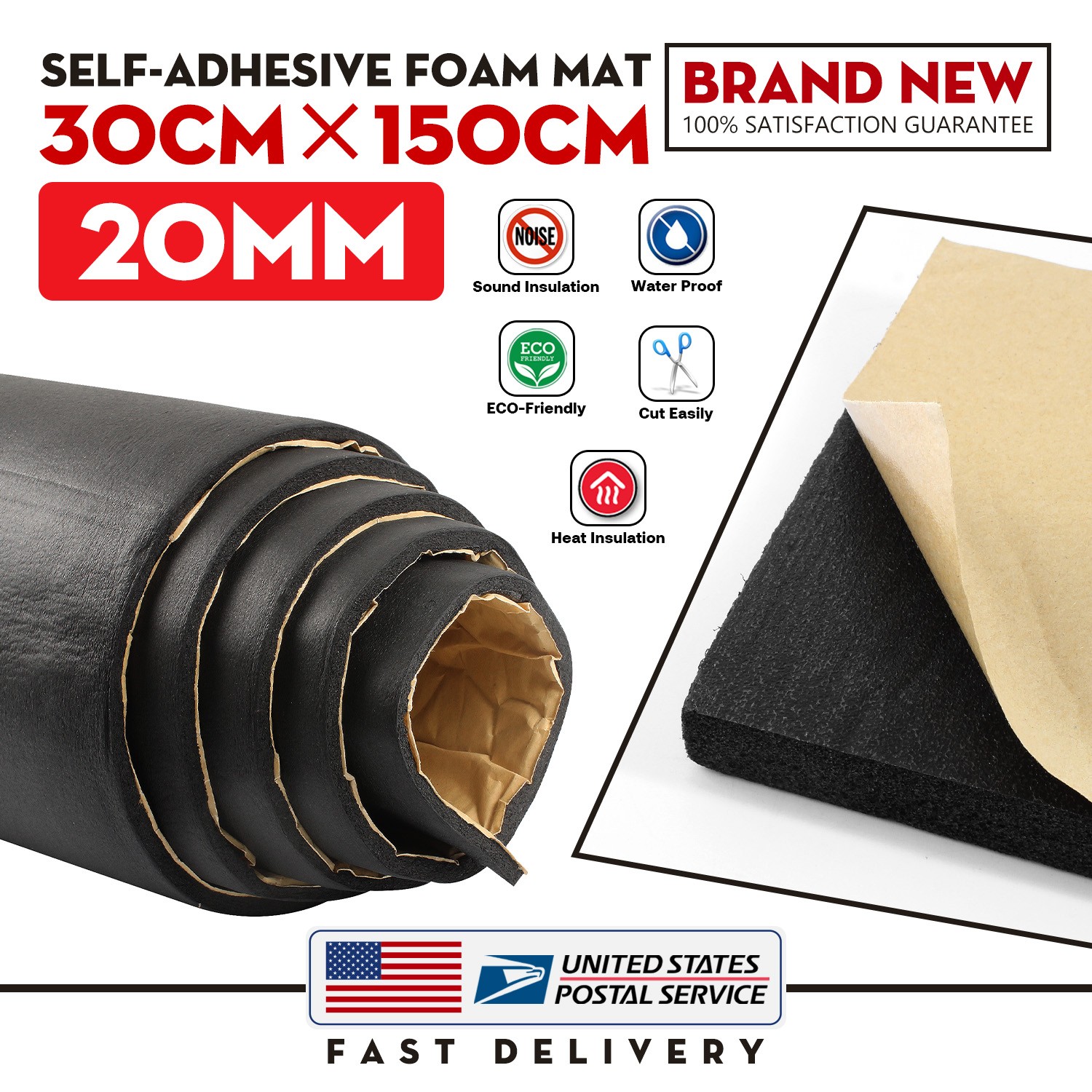 20MM Thick Neoprene Foam Padding Sheet,Self-Adhesive Foam Pad,Closed Cell Foam