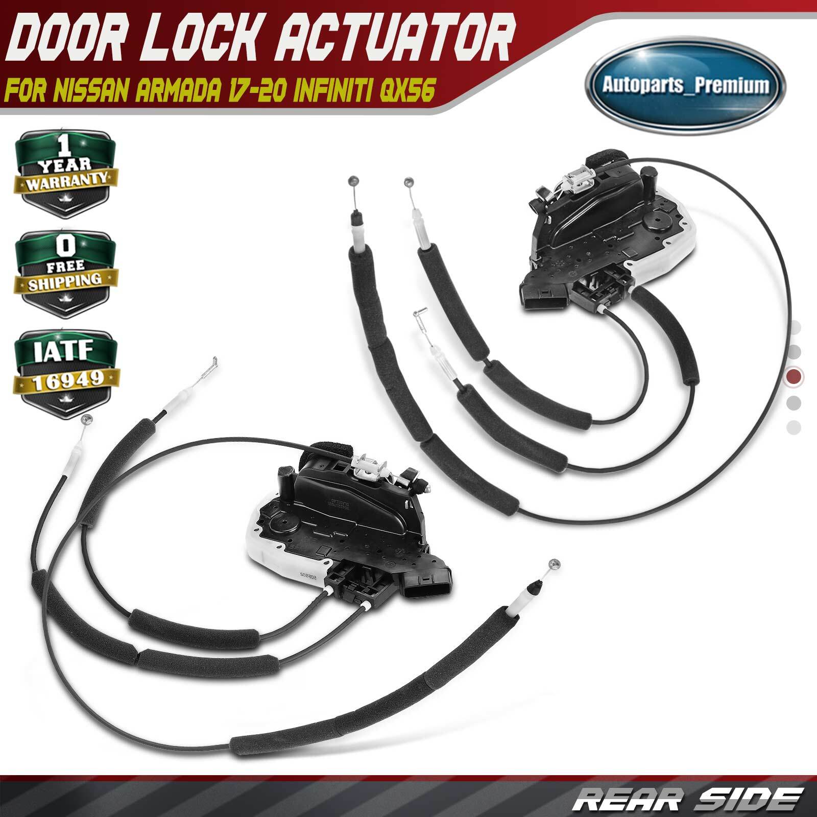 2x Rear Door Lock Actuator for Nissan Armada 17-20 Infiniti QX56 QX80 14-19 2Pin