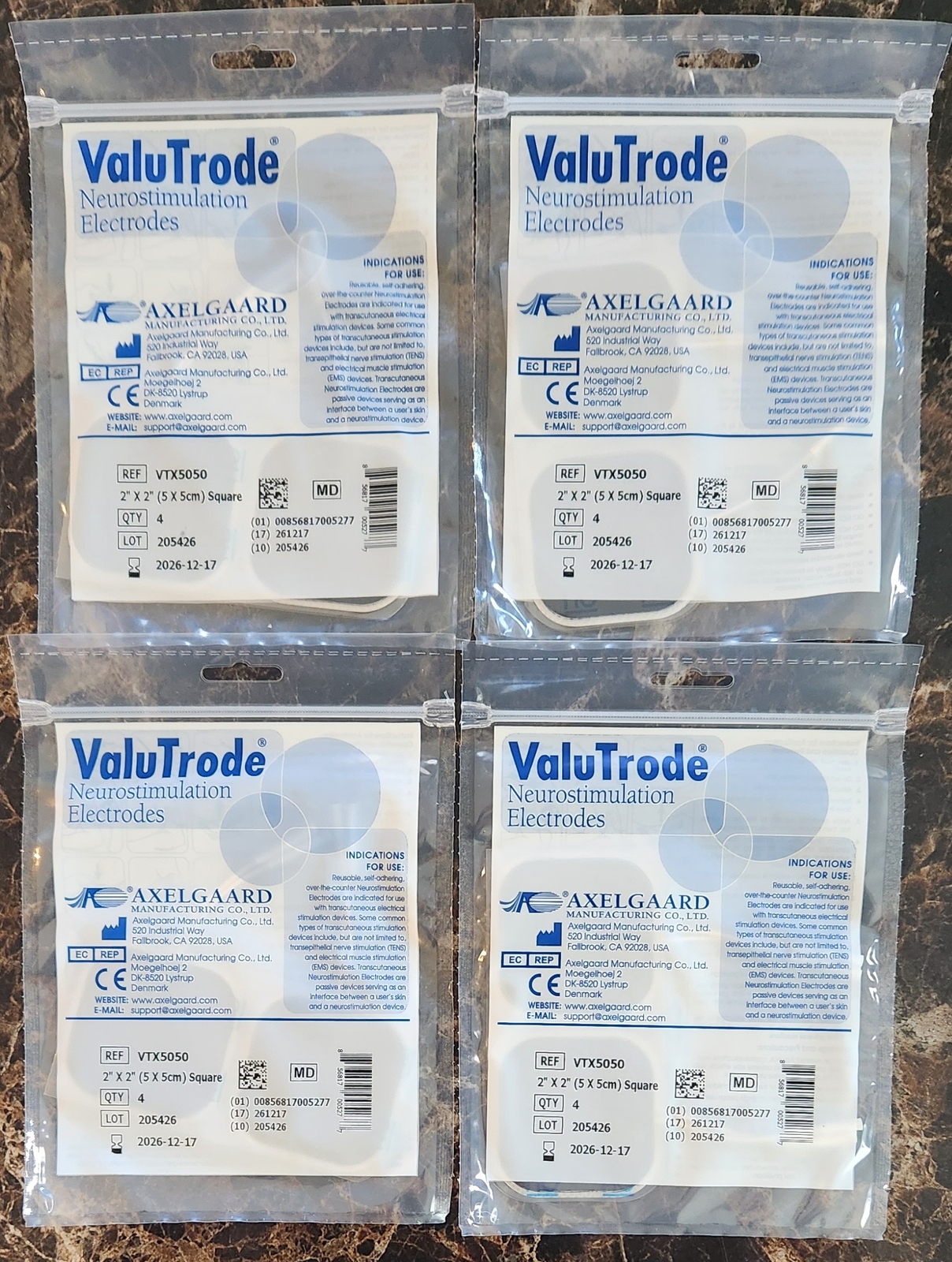 32 Axelgaard ValuTrode X Premium Electrodes VTX5050  for Veino plus estimulator