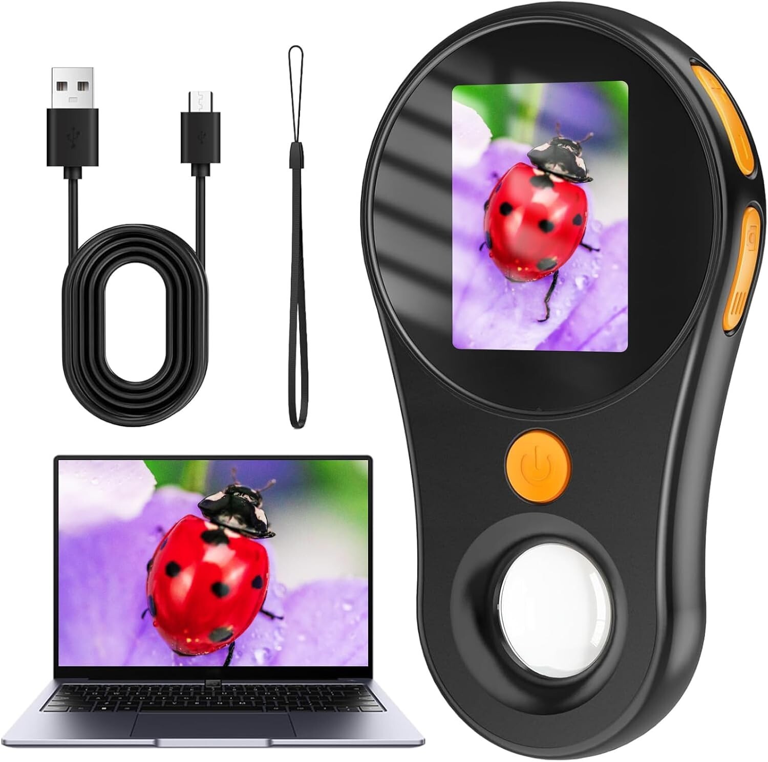 Digital Microscope Fixed Focus-200X Pocket Magnifying Glass, 3-Level Adjustab...