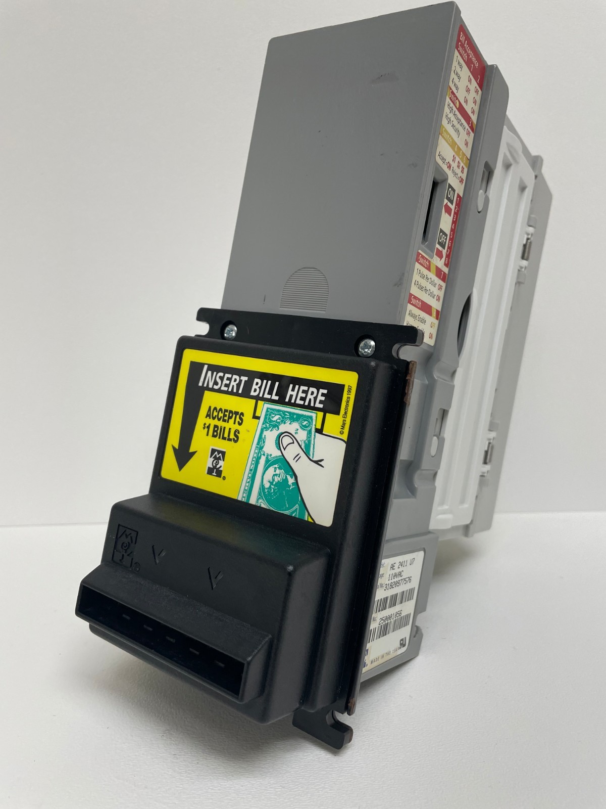 Mars AE 2411 U7E, bill acceptor, validator, $1 only  *COMPLETELY REBUILT* 117v