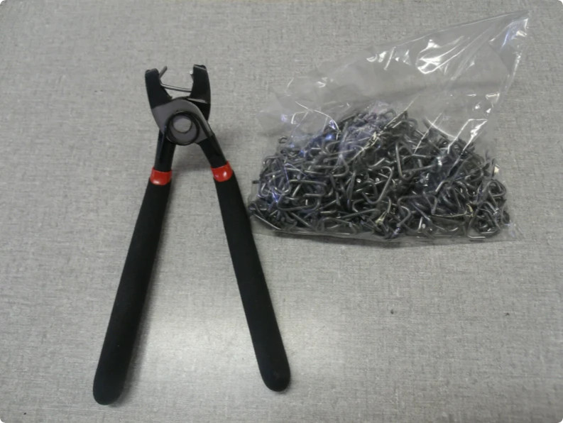 Hog ring pliers and bag of hog rings about 400 pieces for auto upholstery covers