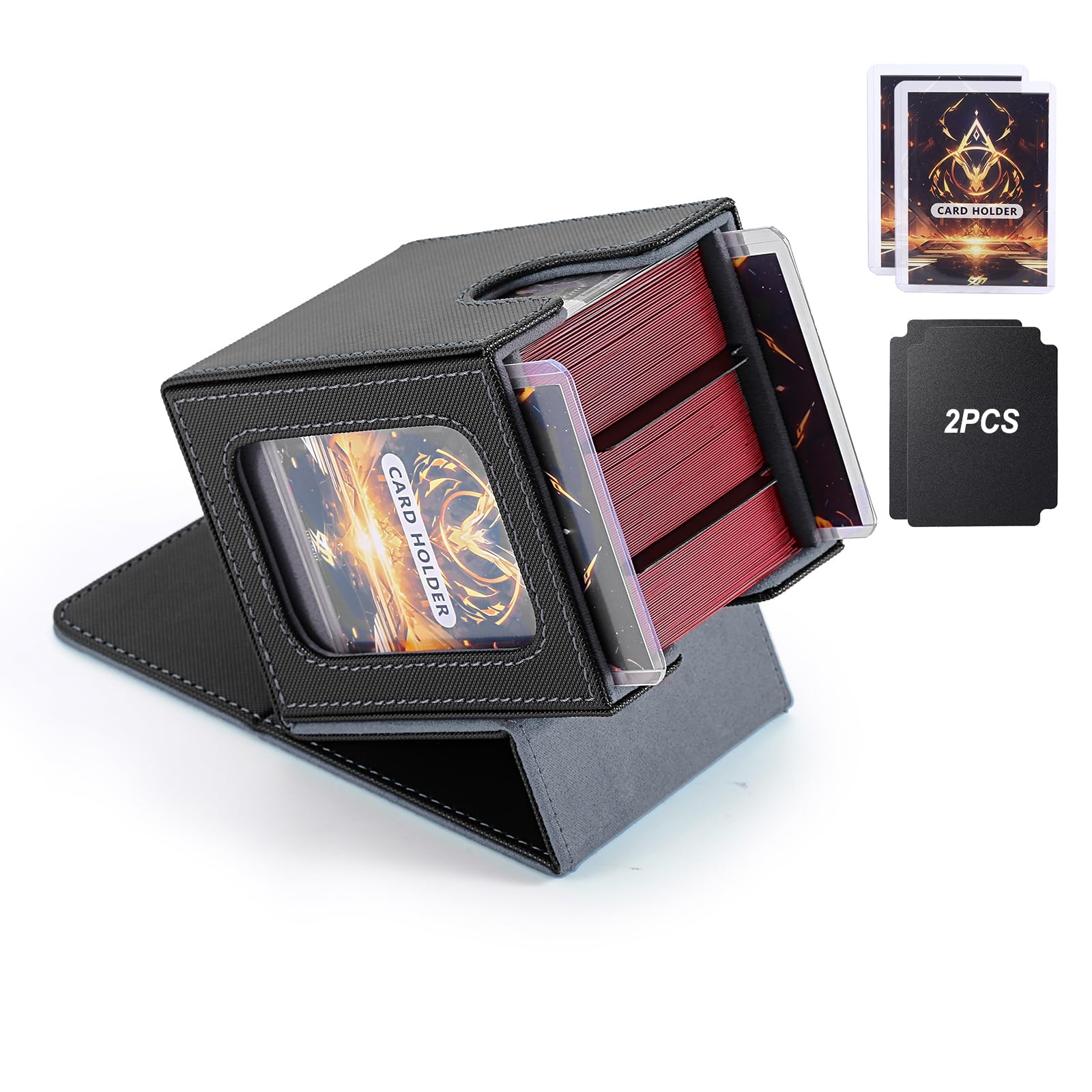 Stepane MTG Deck Box, Double Display 120+-With Windows, Black/Grey