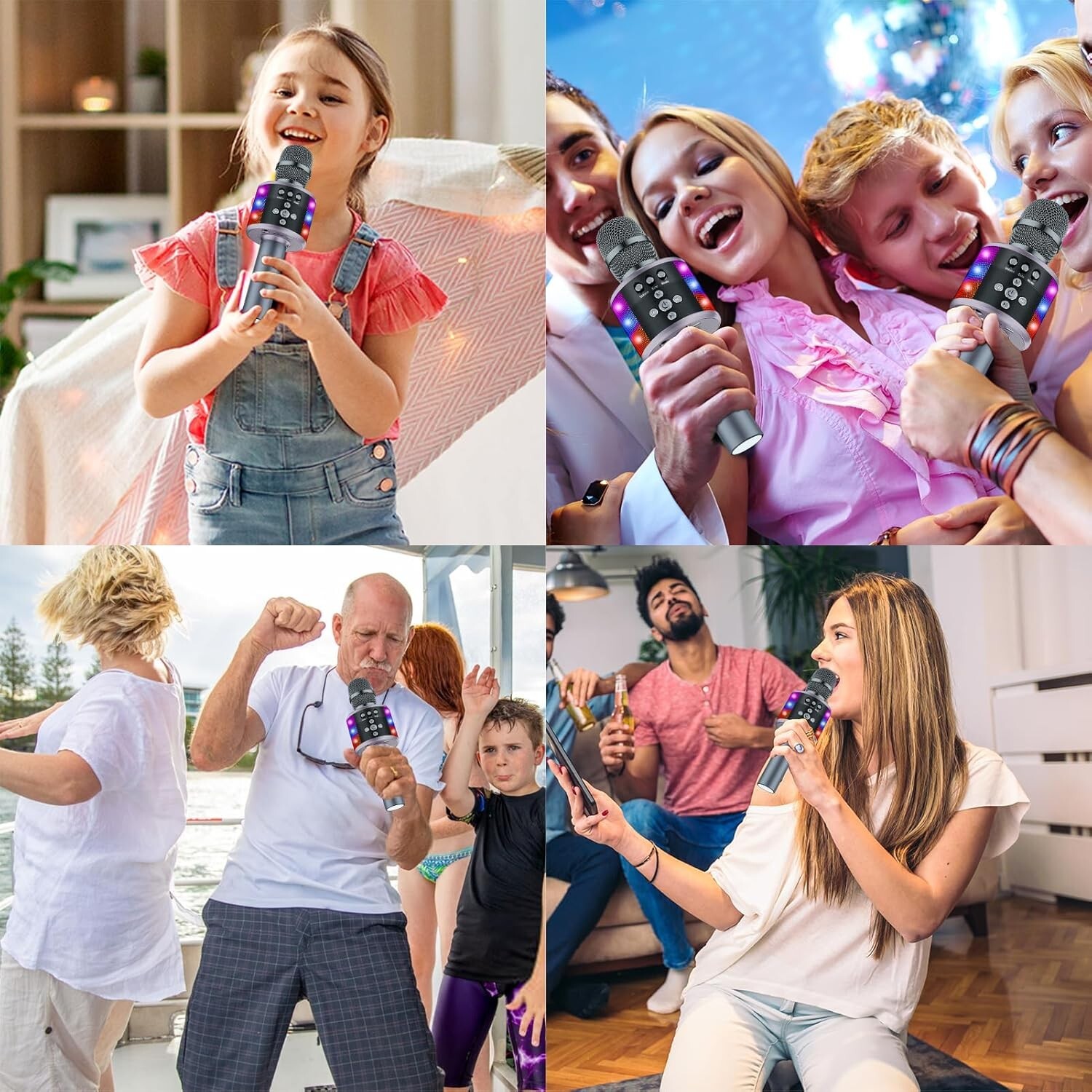 Portable Karaoke Microphone with Bluetooth Connectivity & Exciting LED Effects