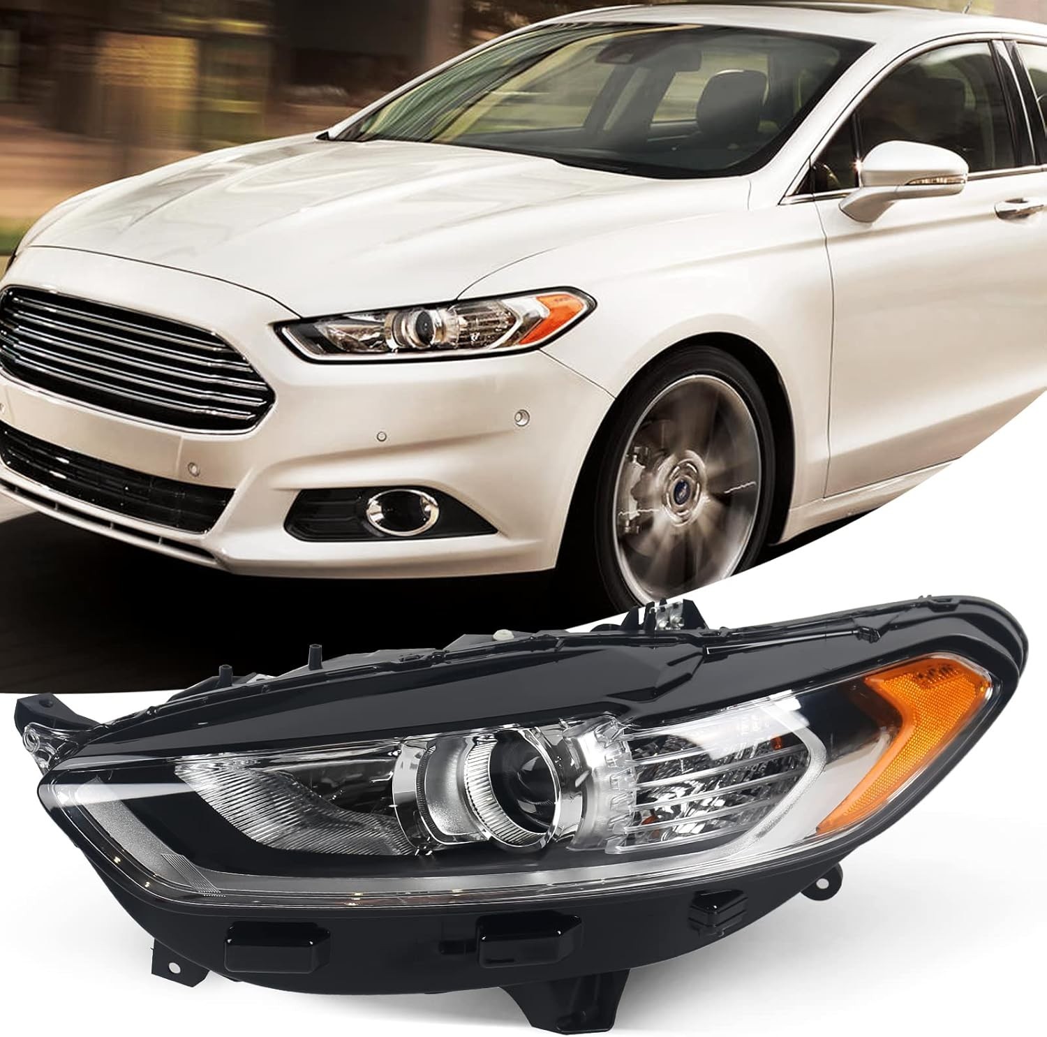 Ford Fusion Headlight Assembly 2013 2014 2015 2016 Halogen Projector Headlamp Re