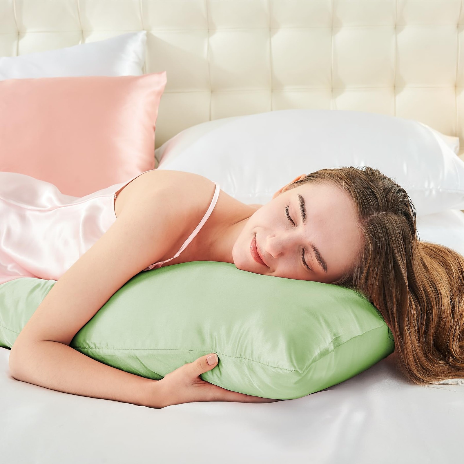 Silky Body Pillow Cover 2 Pack, Skin Friendly Breathable, Green
