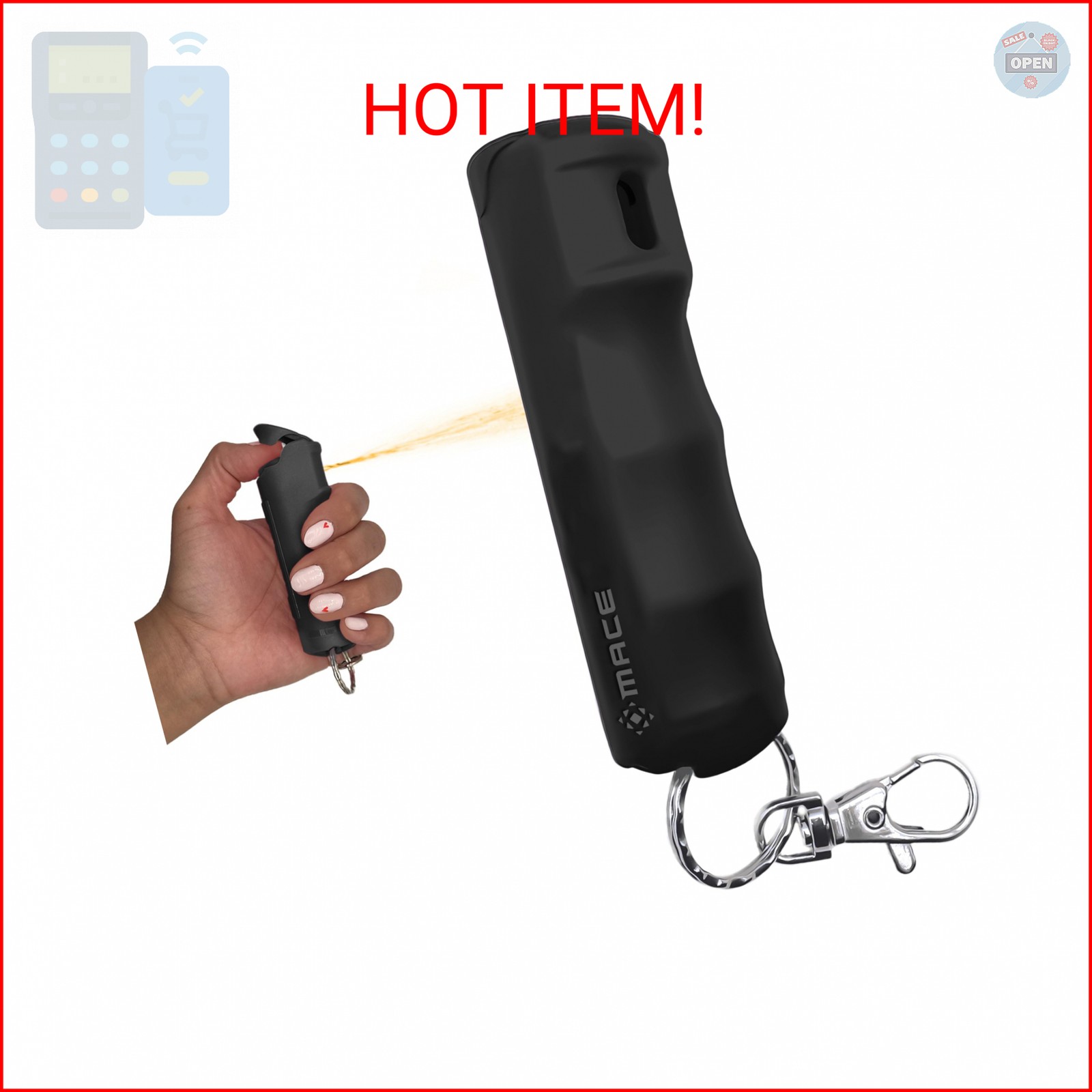 Mace Pepper Spray - Clip On Hard Case Model, 0.42 oz, 12 Feet Range, Max Police