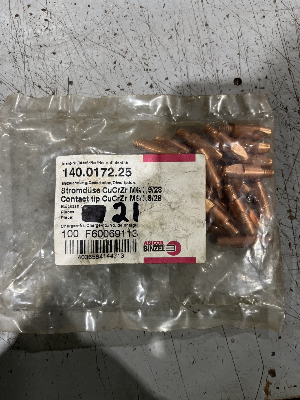 🔥ABICOR BINZEL 140.0172.25  M6/0.9/28 Tip (LOT 21) New Free Shipping 🇺🇸
