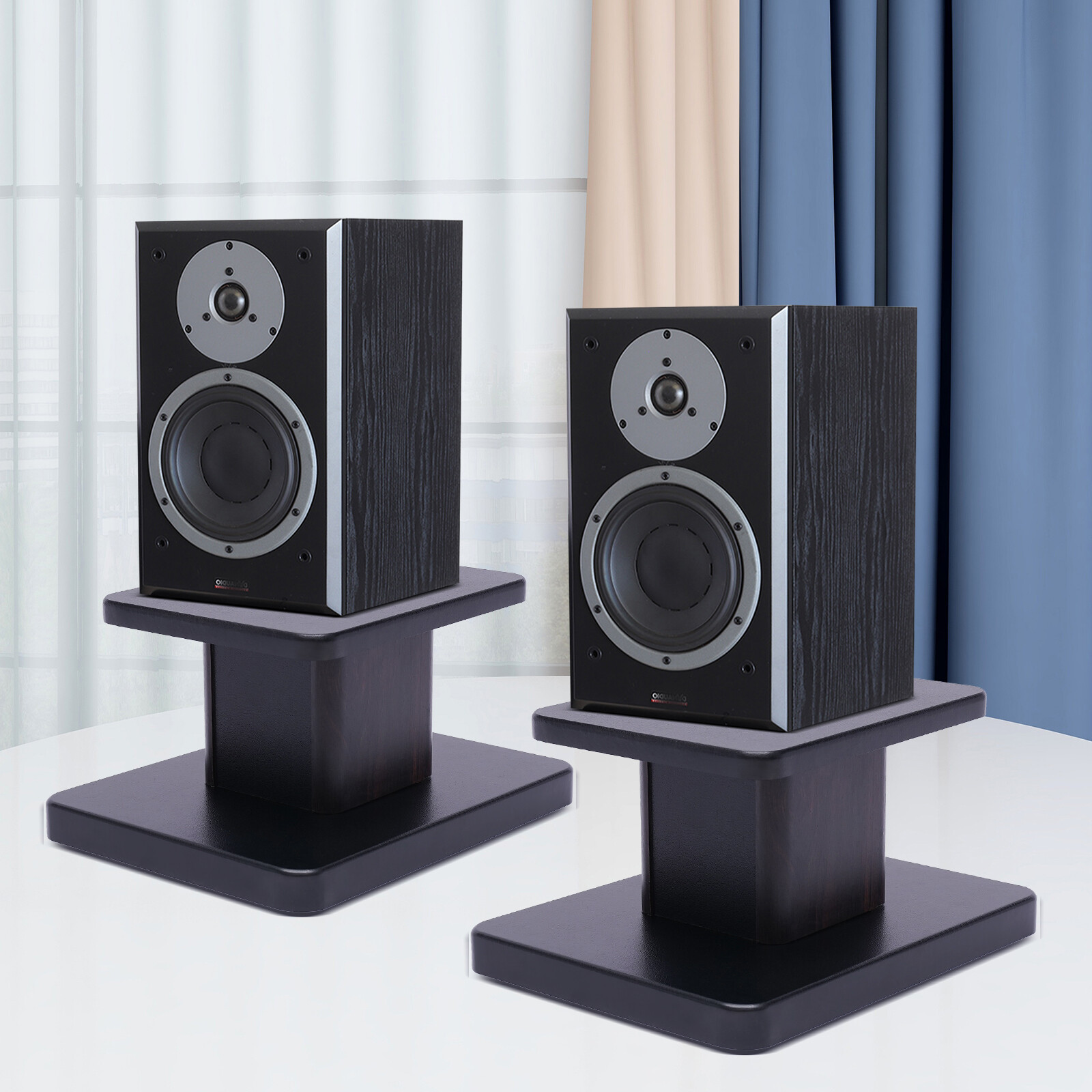 Elegant Black Walnut Speaker Stands for Bookshelf or Desktop Use