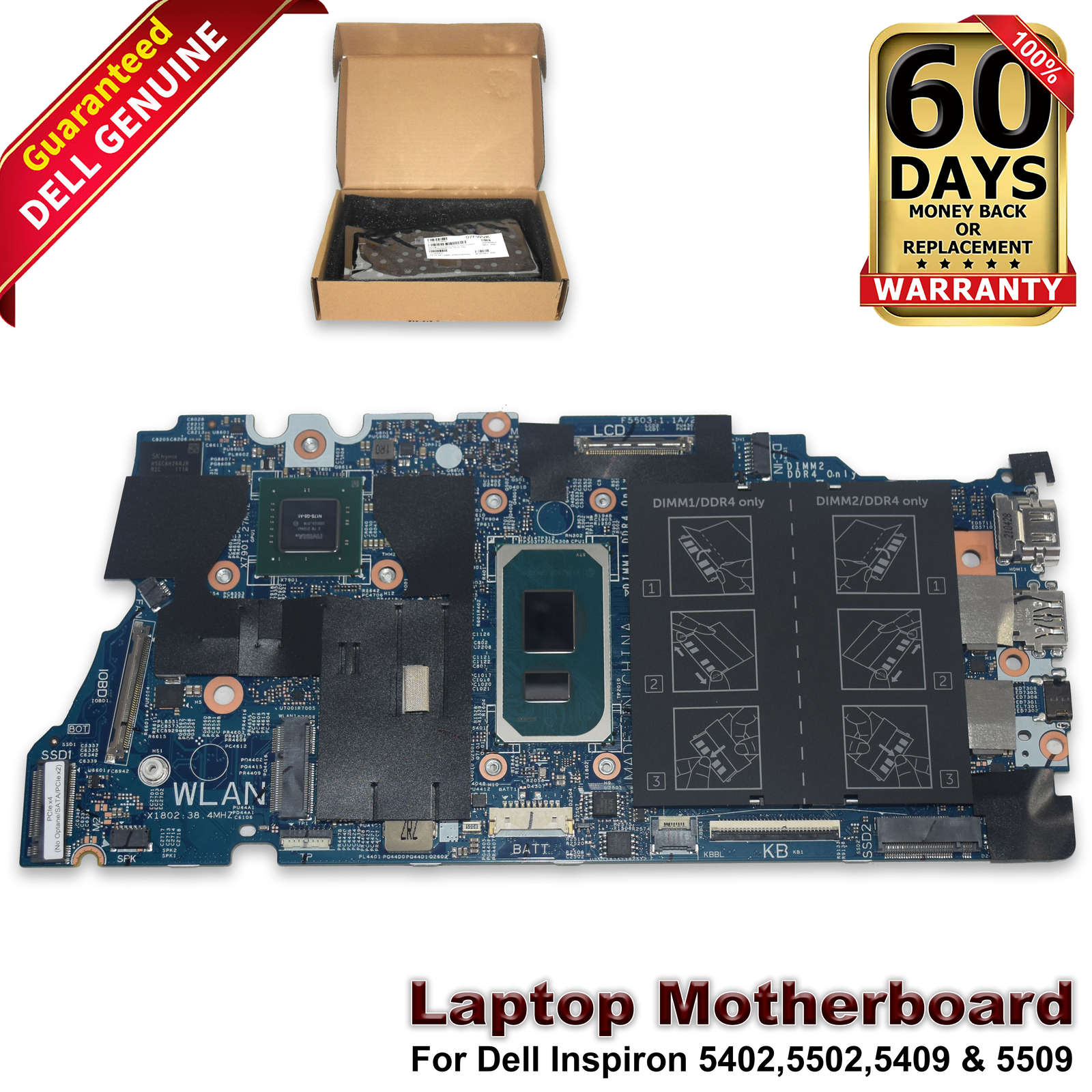 Dell Vostro 5502 5402 Motherboard i7-1165G7 NVIDIA MX350 DDR4 19861-1 7FWVK