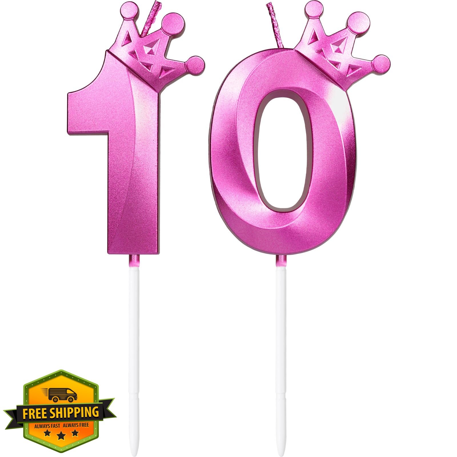 Purple 10 Birthday Cake Crown Candle Topper Girls Decorations