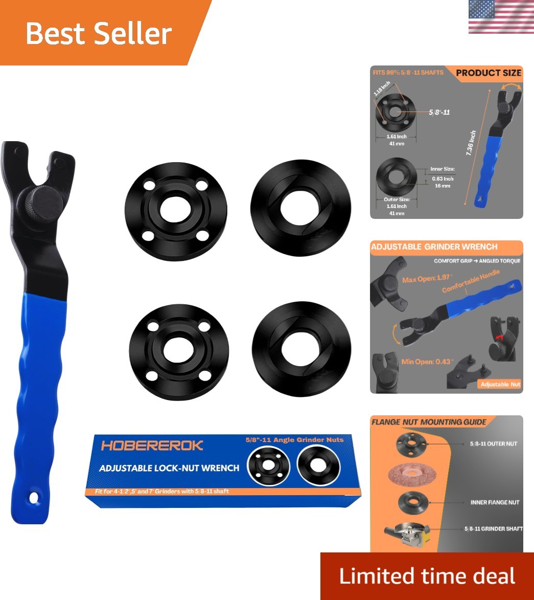 Effortless Grinder Nut Replacement Kit - Universal 5/8-11 Wrench & Accessories