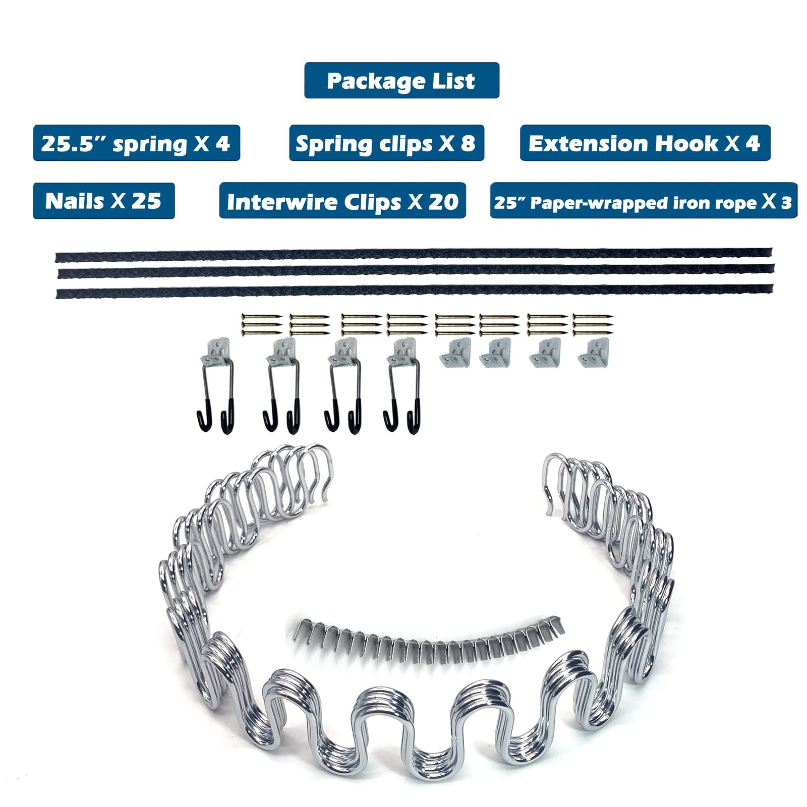 Kaupuar 25" 26" 27" Sofa Upholstery Spring Replacement Kit for Couch Support