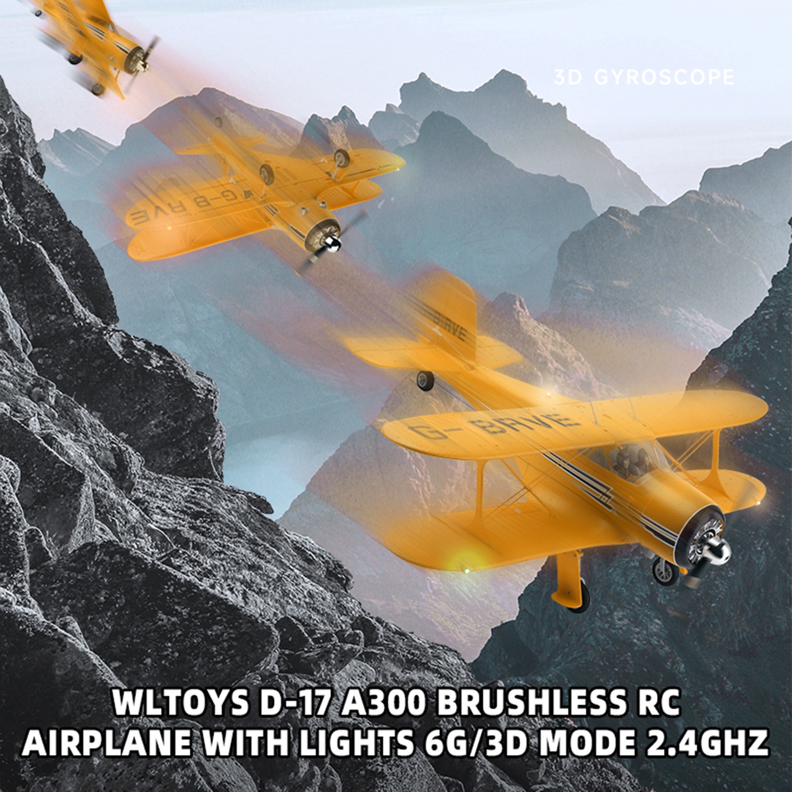 💯Wltoys D-17 A300 Brushless RC Airplane With Lights 6G/3D Mode 2.4Ghz Kid Toy