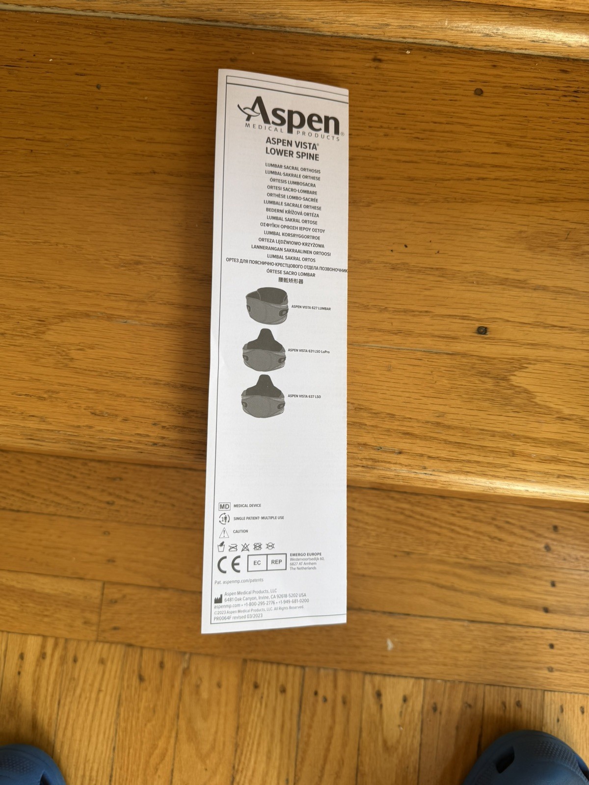 Aspen Vista Back Brace Adjustable LSO Compression Stabilization XS - XXL