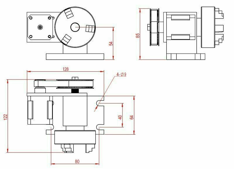 CNC engraving machine four-axis rotating shaft 65mm chuck with thimble tailstock