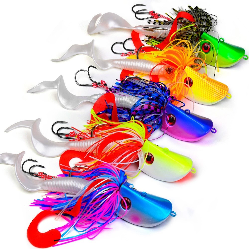 1pcs Fishing Lure Beard Rubber Jig Lead Head Hook 20g-100g Sea Fake Fishing Bait