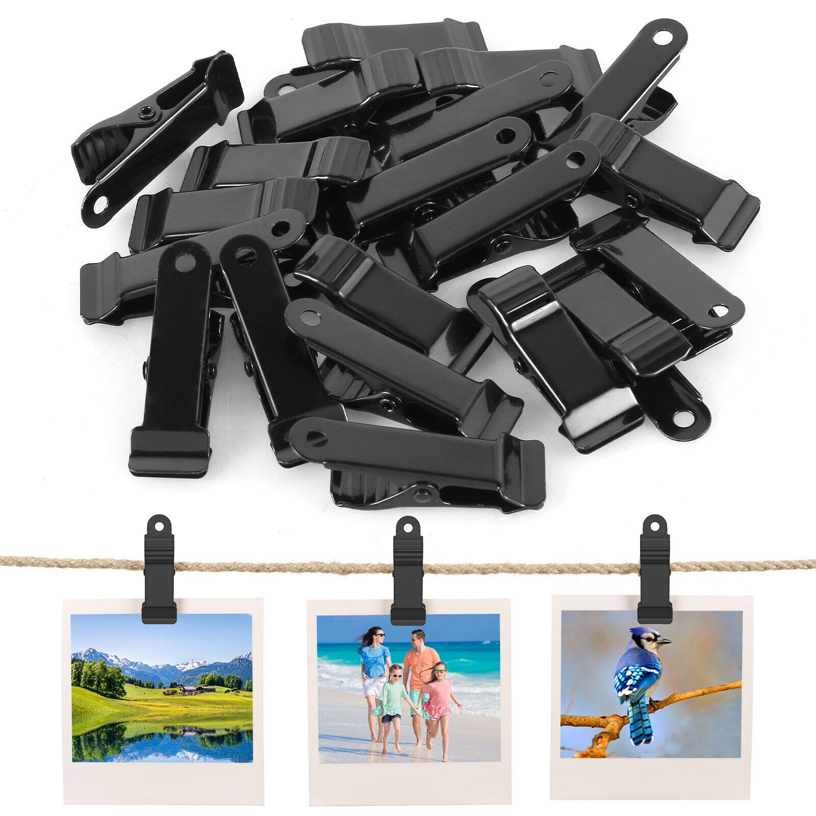 20Pcs Mini Spring Clamp Metal Photo Alligator Clamps Anti-Slip for Crafts Photos
