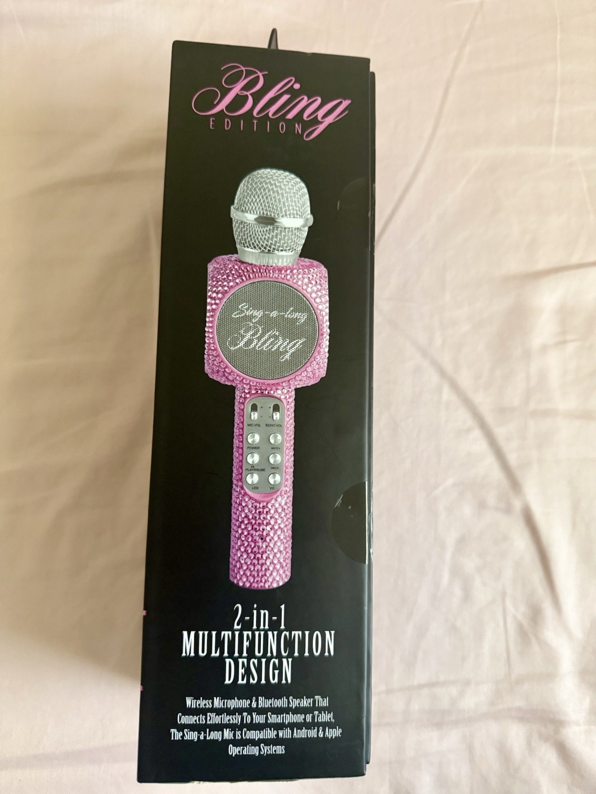 Trend Tech Bling Edition Bluetooth Karaoke Microphone Pink LED Light-Up Speakers