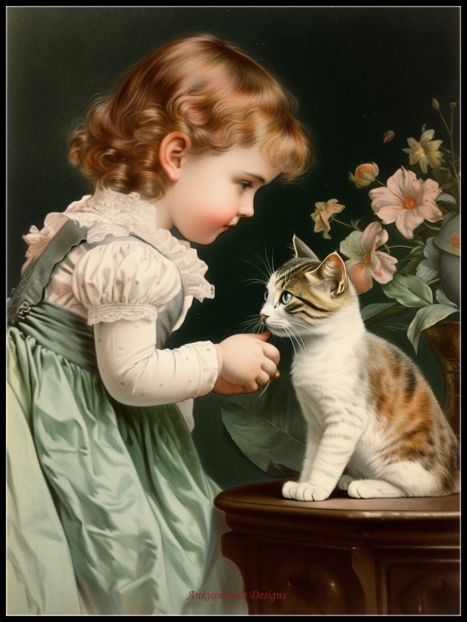 Hello, kitten - Counted Cross Stitch Patterns - Color & BW Symbols