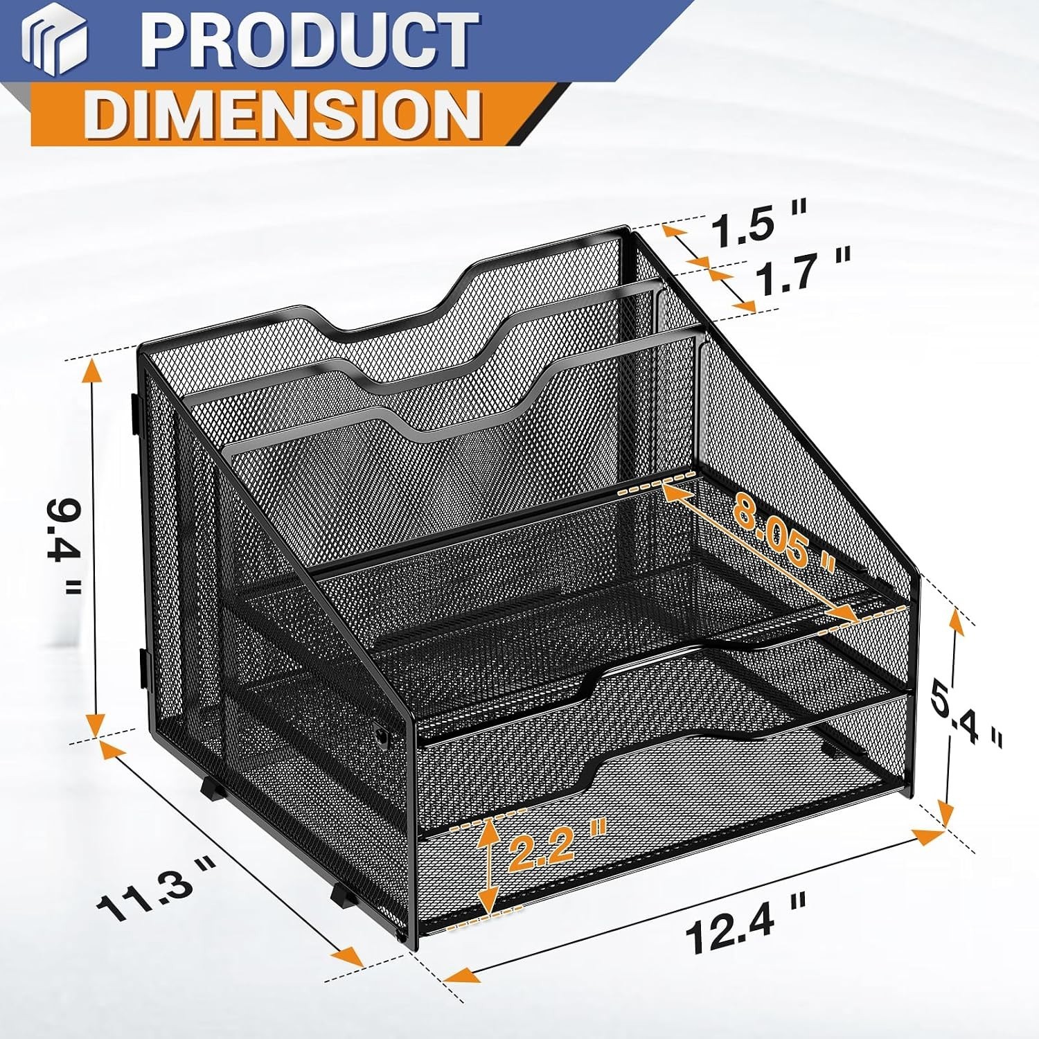Stylish Metal Desk File Organizer with 5 Compartments for Efficient Storage