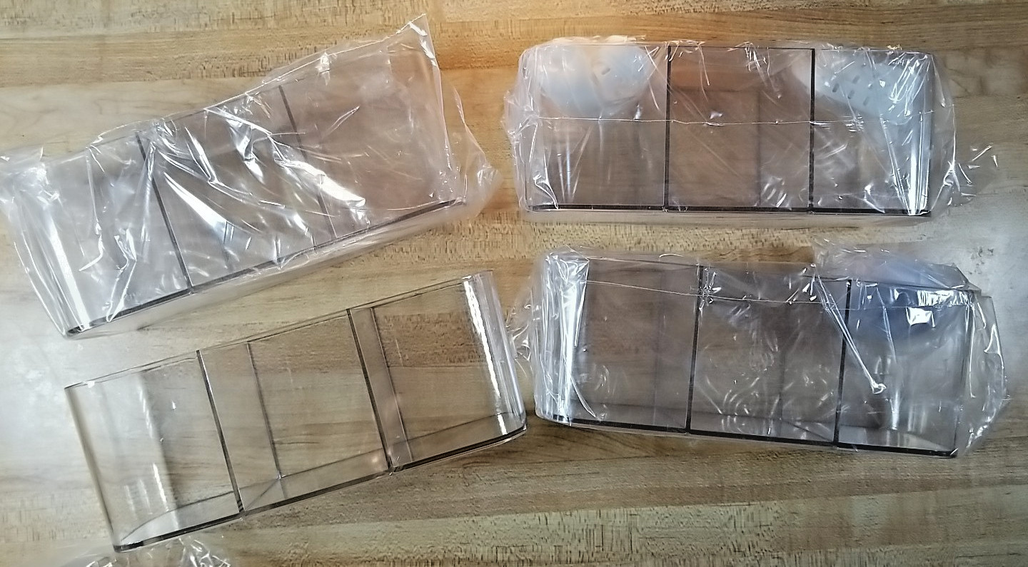 Yesesion Charger-Office Supply Organizer Box, 4 Pack, Stackable Clear Case, NWT