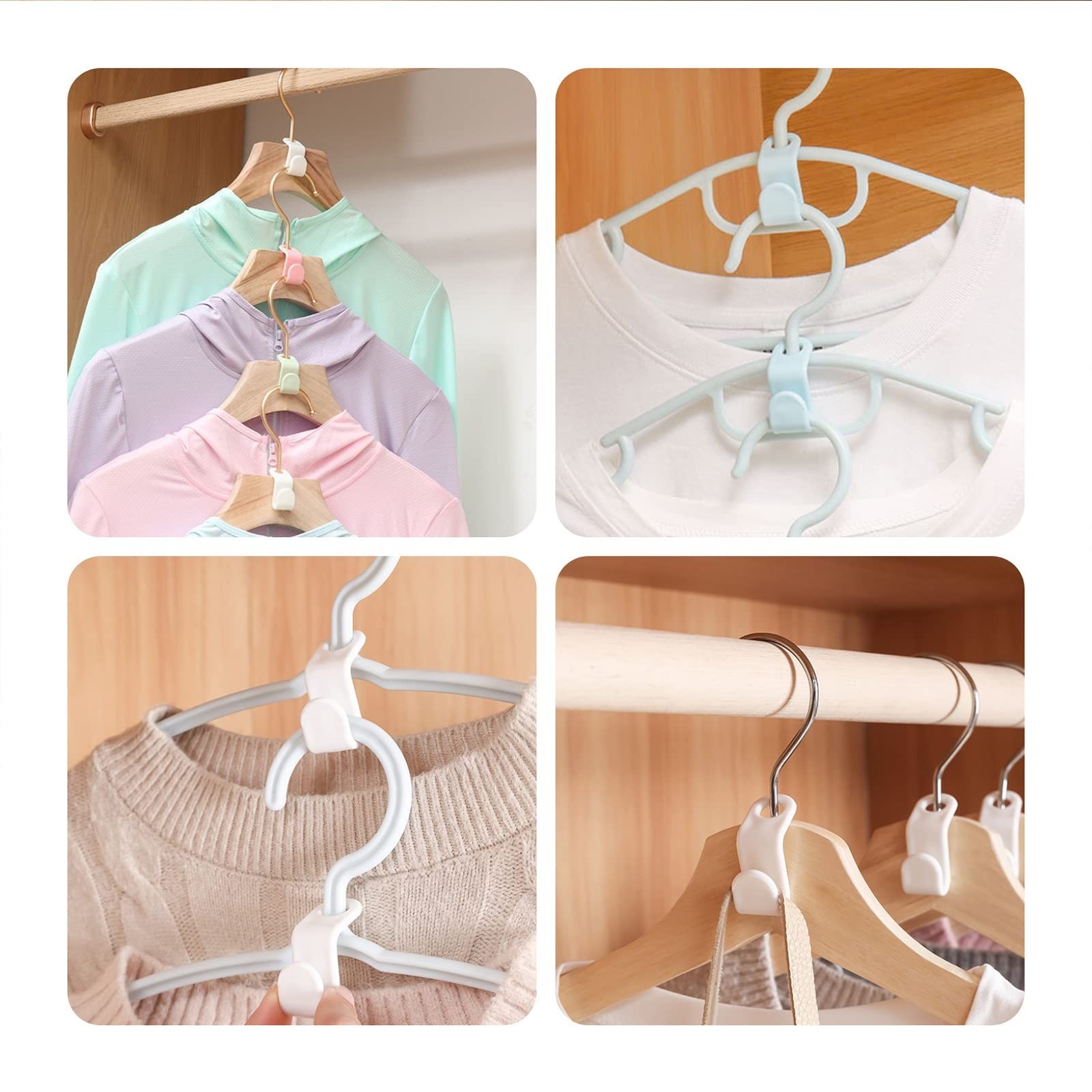 Clothes Hanger Connector Hooks, Space Saver Connector Hooks,5-Colors Hanger E...