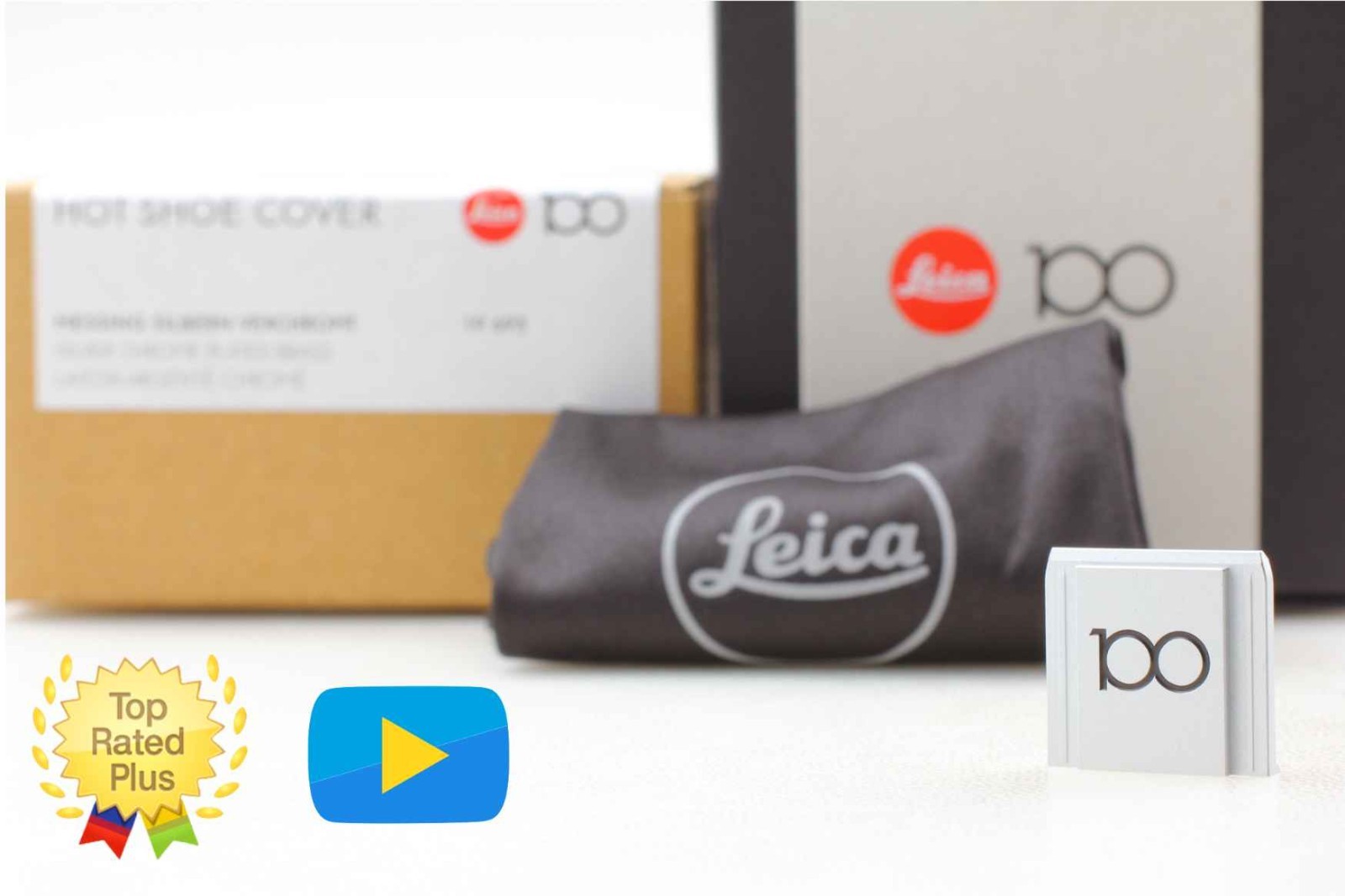[Unused] Leica Hot Shoe Cover 100 YEARS OF LEICA for M w/Box Chrome From JAPAN
