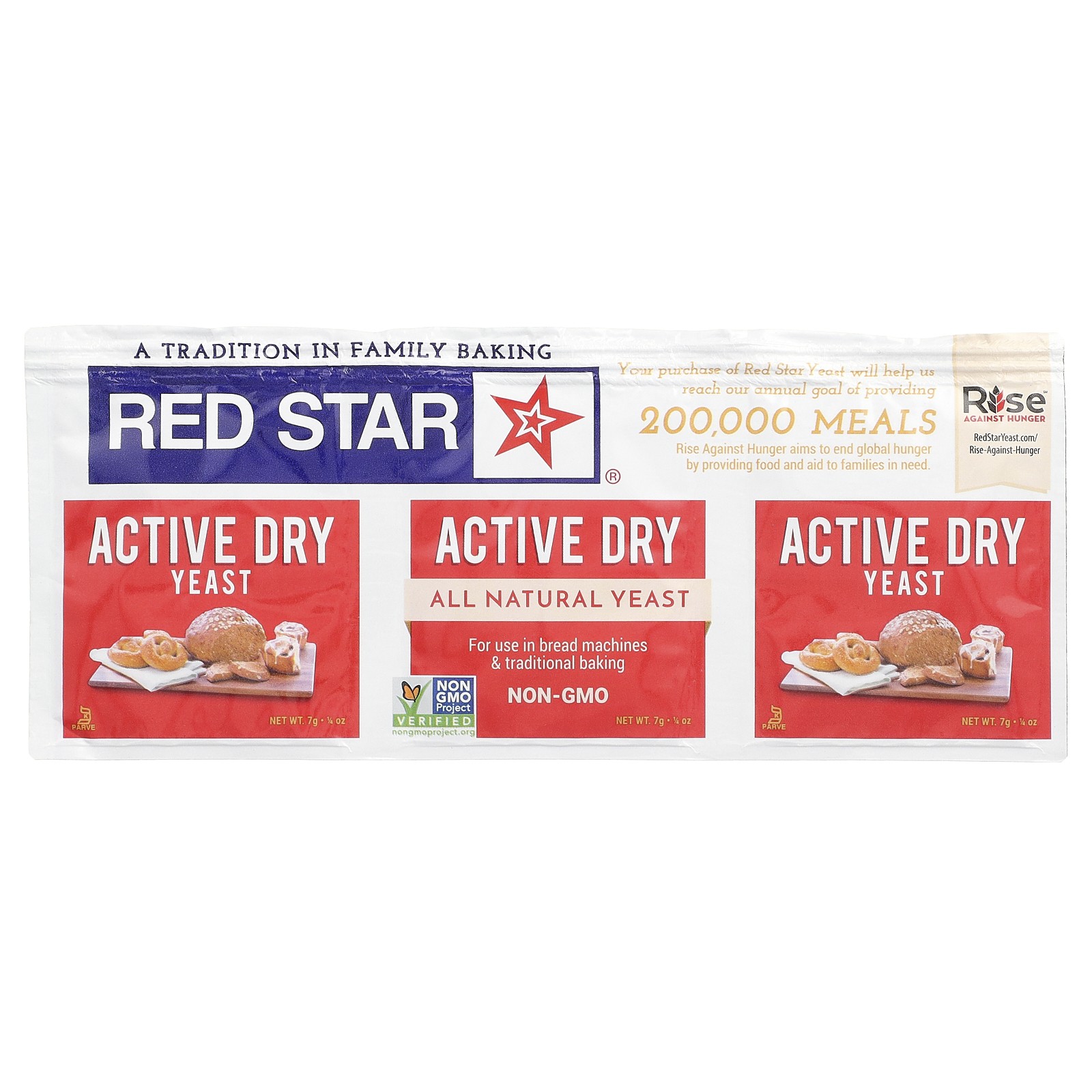 Active Dry Yeast, 3 Strips, 0.25 oz (7 g) Each