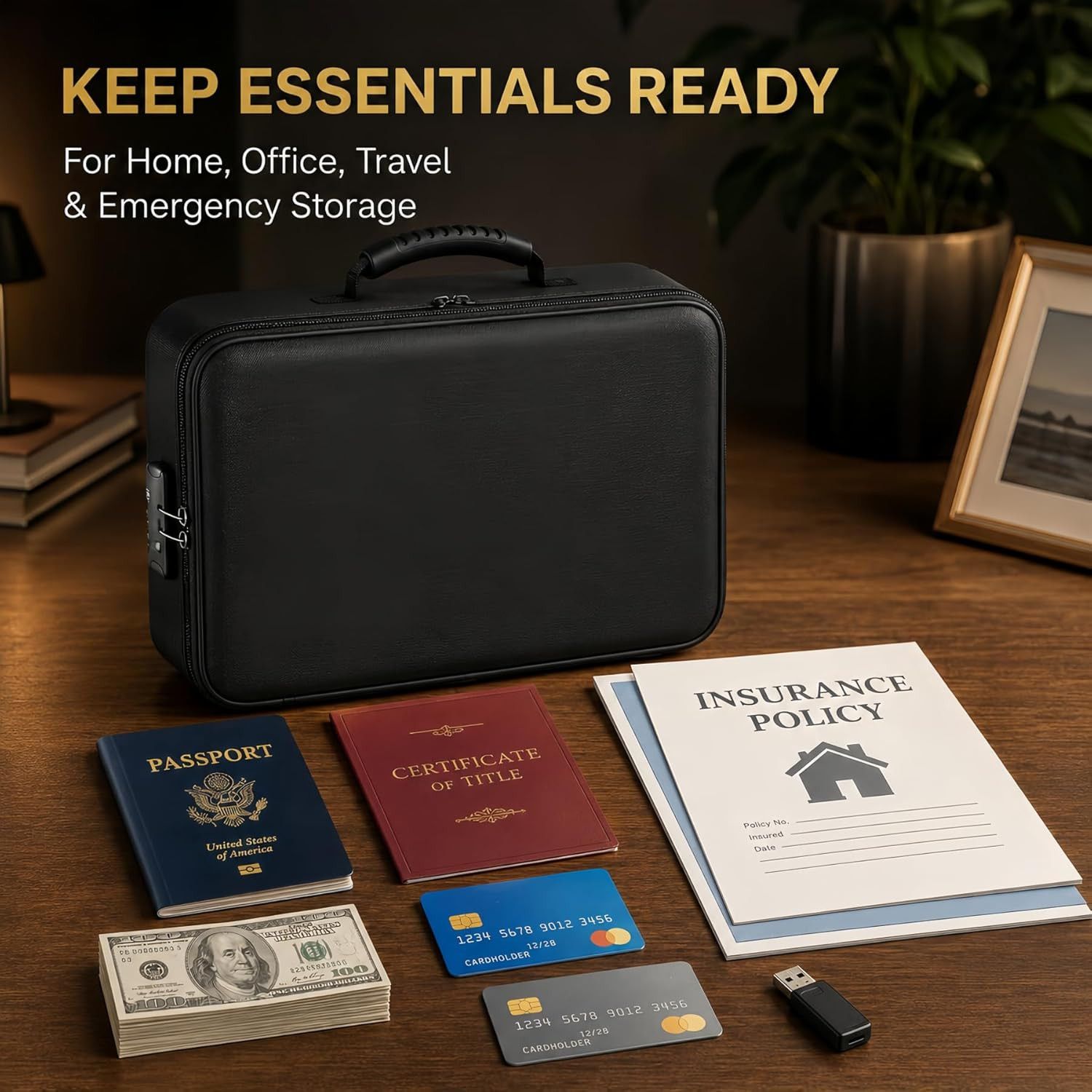 Fireproof Document Box with Lock 5200F Fire & Water Resistant Safe Storage