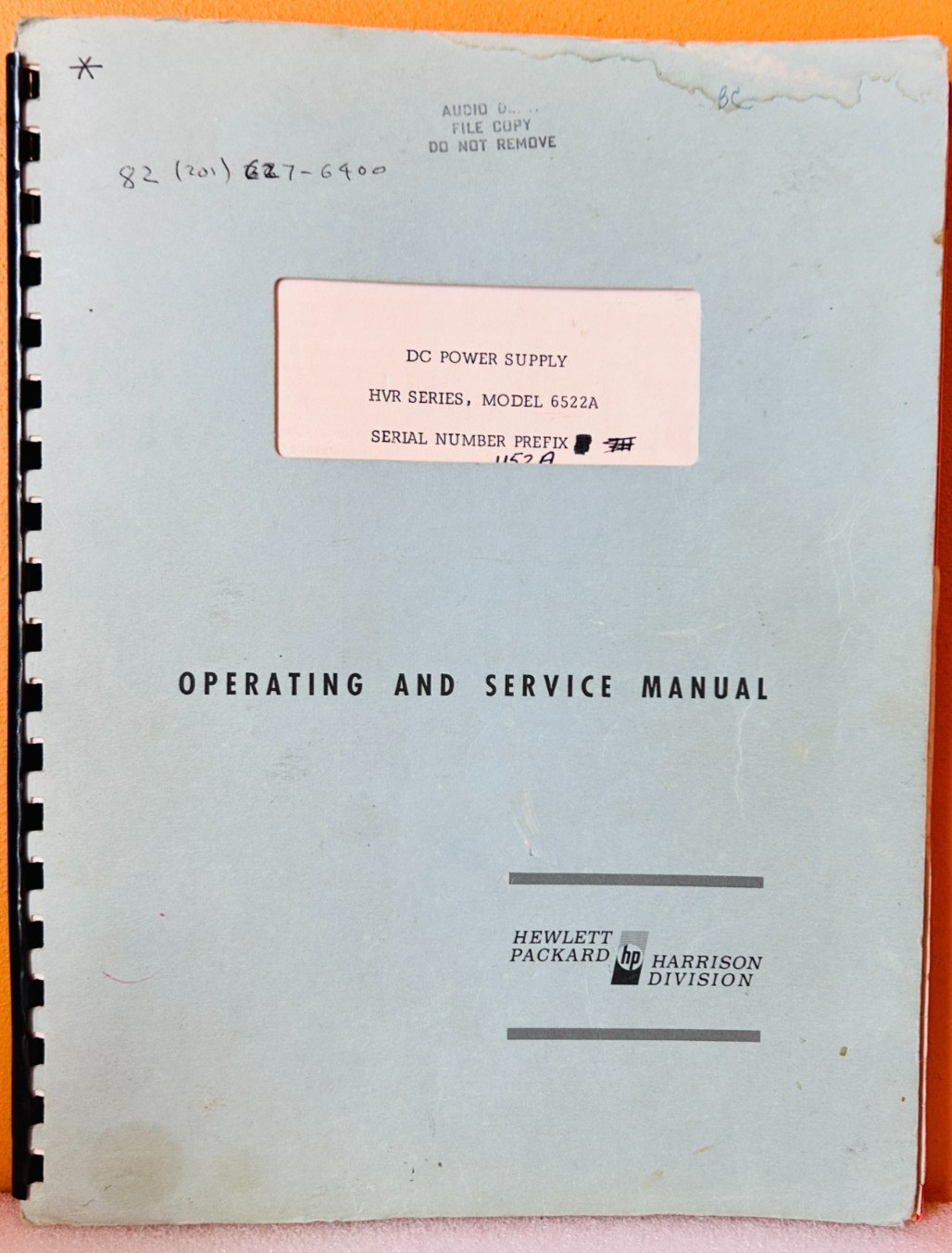 HP 06522-90001 1966 Model 6522A DC Power Supply Operating & Service Manual.