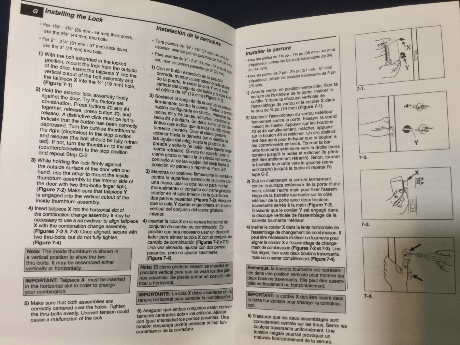Kaba Simplex 7102/7108 Pushbutton Lock Instruction Book