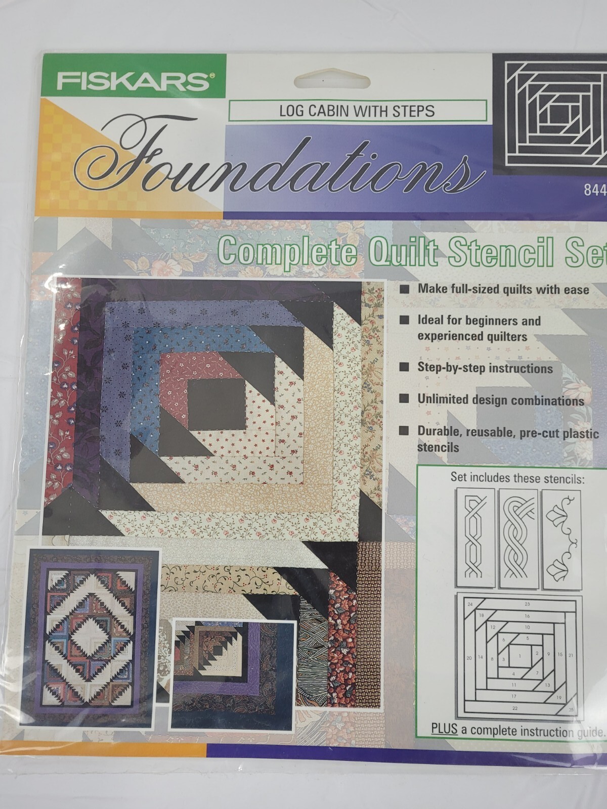Fiskars Foundations Complete Quilt Stencil Set Log Cabin with Steps #8442 NEW