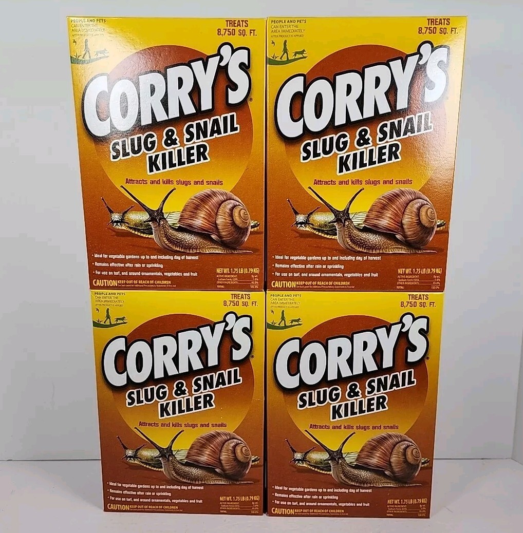Lot of 4 Corry’s Slug & Snail Killer 1.75 LBS Treats 8750 Sq. Ft. New Sealed