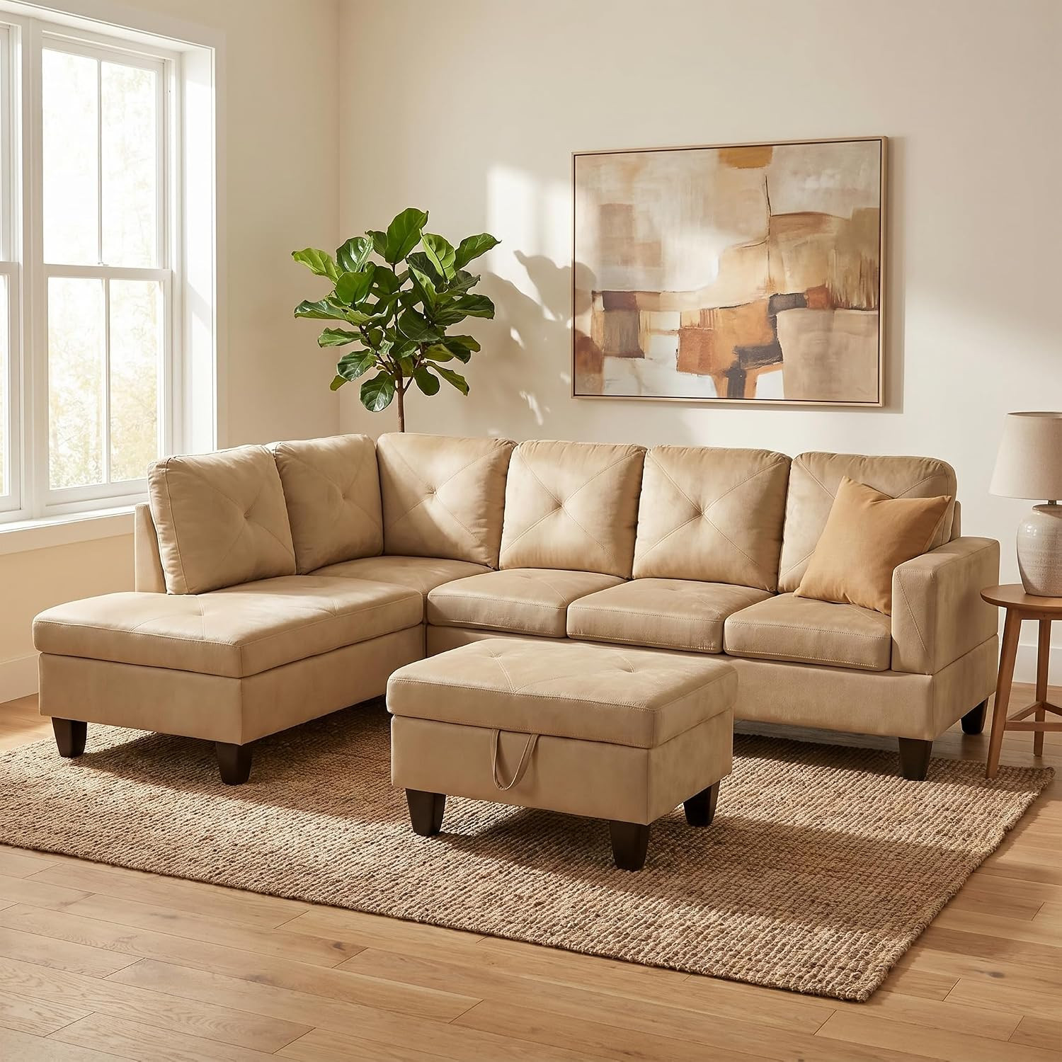 3-Piece L-Shaped Modular Leather Sofa – Convertible Sectional Couch with Movable