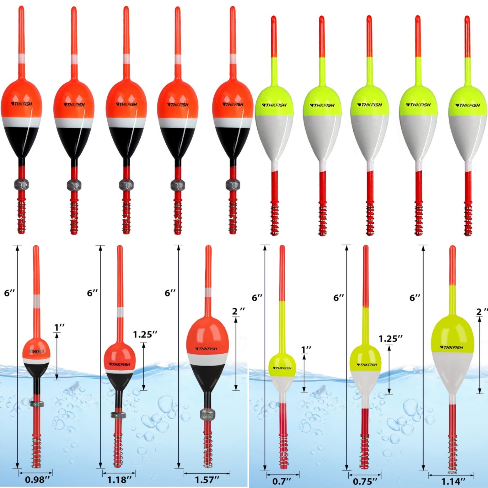 5Pcs Spring Fishing Floats Slip Bobber Buoyancy for Crappie Panfish Fixed Bobber