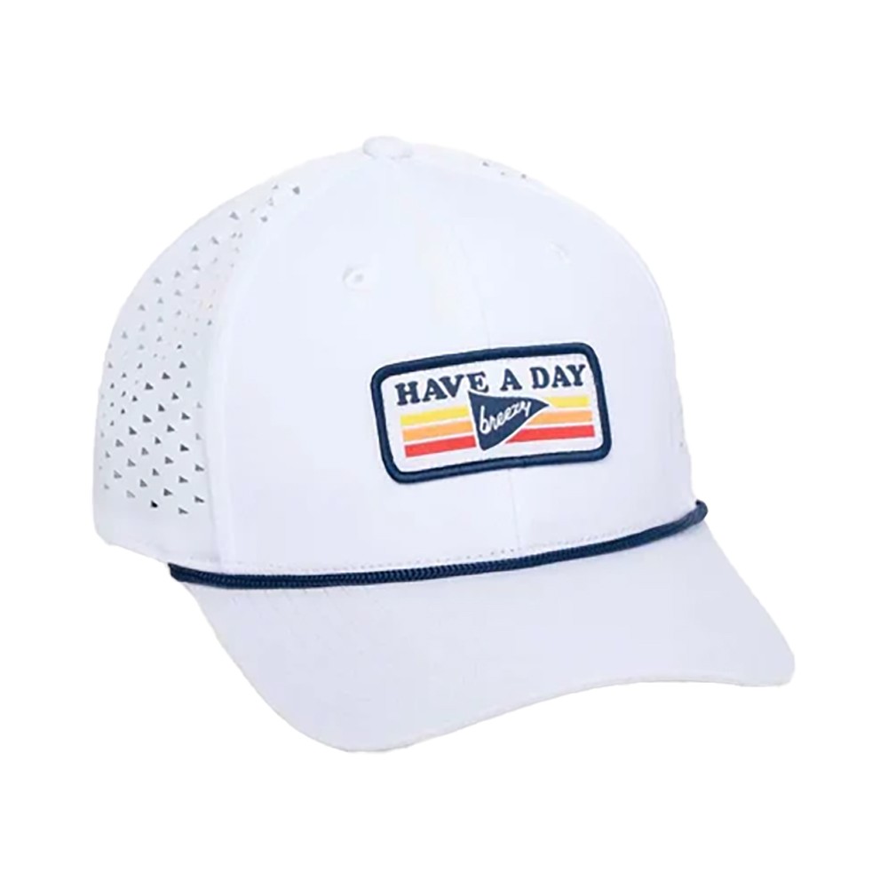 NEW Breezy Golf Have A Day Perforated Vintage Patch Snapback Hat - White