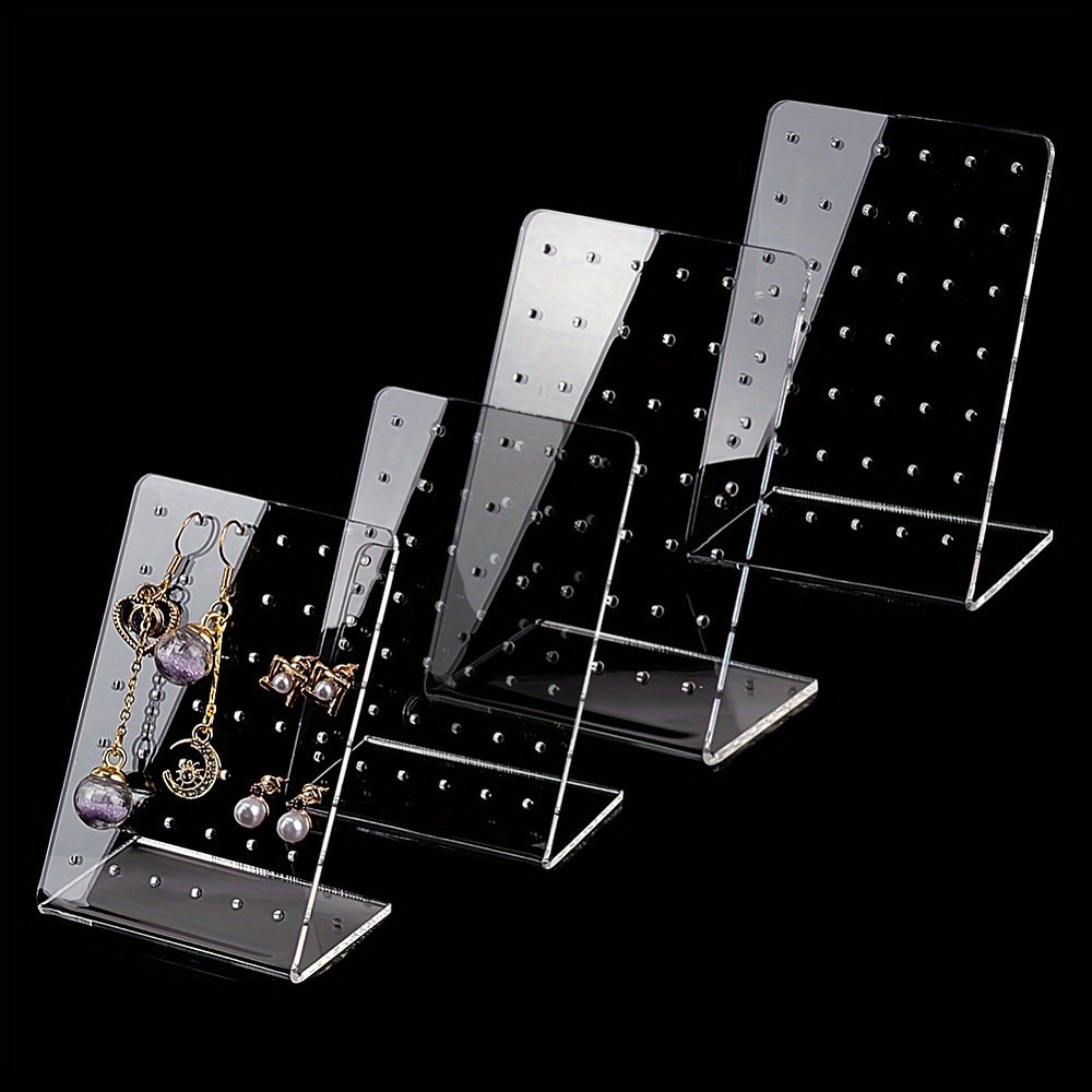 4pcs Organic Glass Displays Jewelry Display Rack Clear Earring Hanger Rectangle