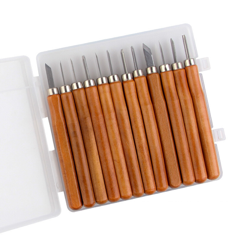 12 Pcs Wood Carving Tools Set Storage Case for Printmaking and Cork Carving