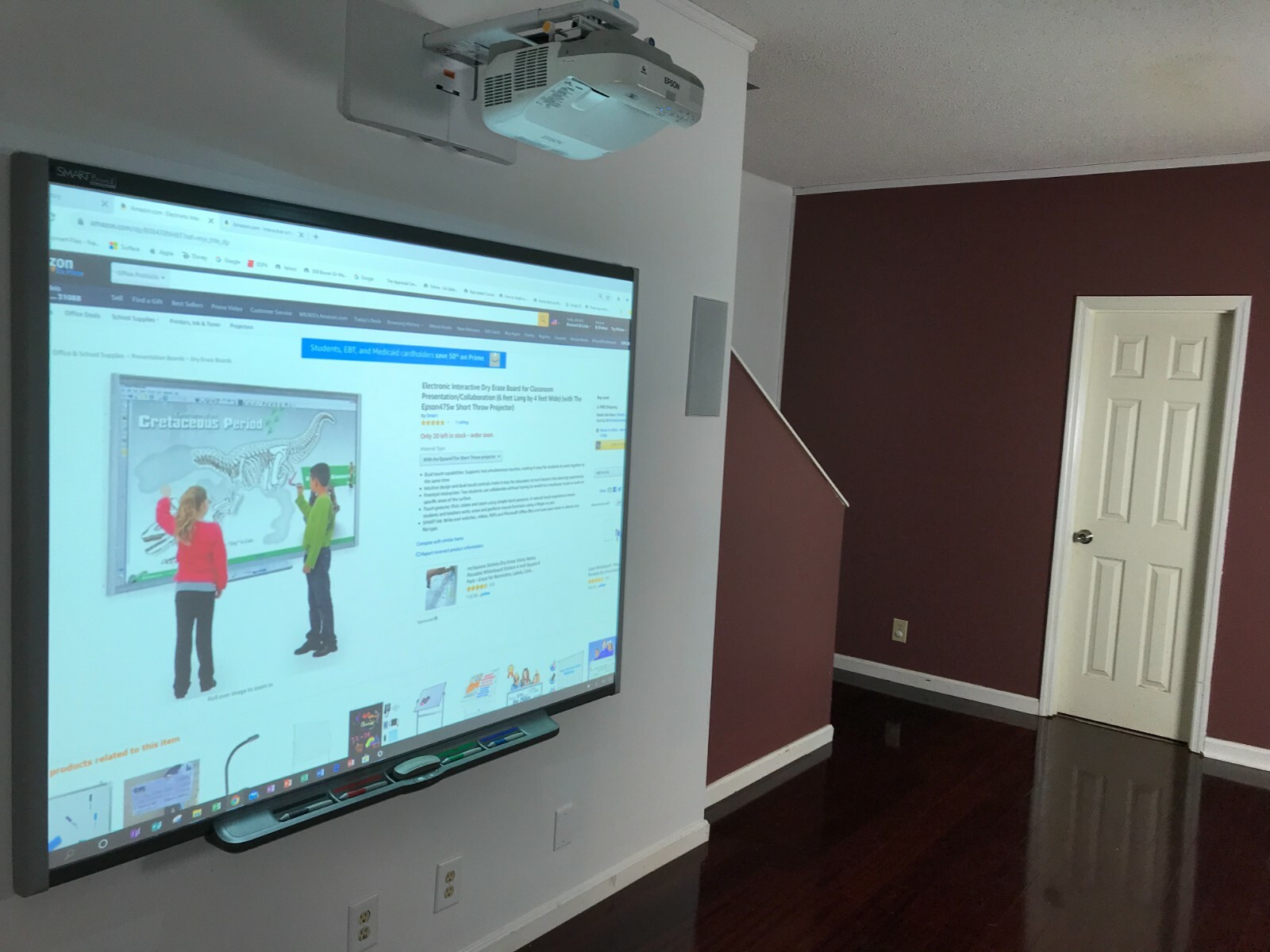 Interactive Smart Board SB660 and Epson Short throw projector Powerlite 475W_
