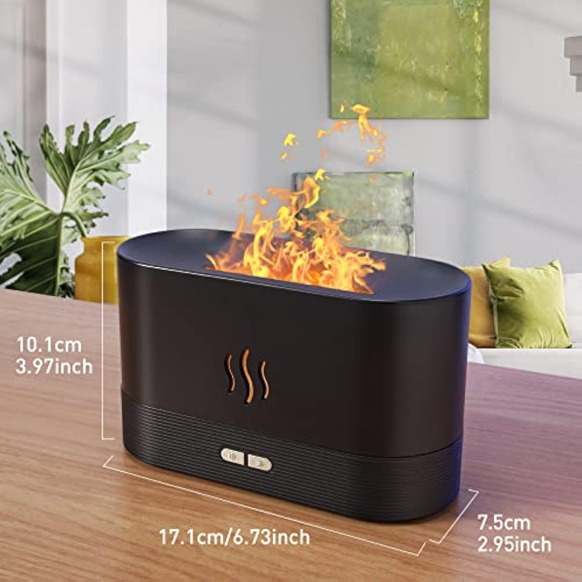 Colorful Flame Fireplace Aroma Diffuser - 180ml Cool Mist Humidifier with Remote