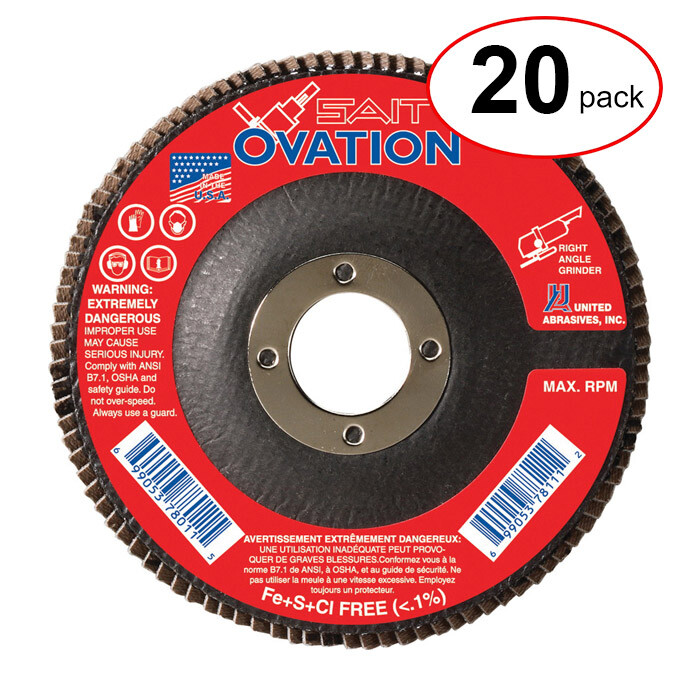 Sait 78008 - 4-1/2" X 7/8" Ovation Flap Disc 60G -  (20Pack)