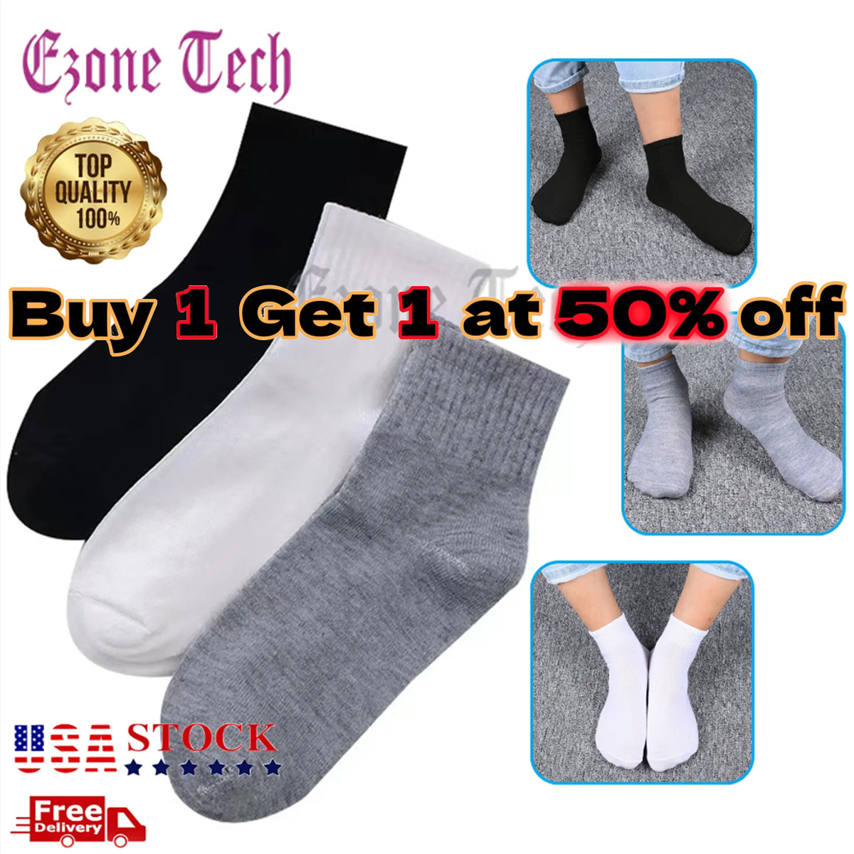 Lot 3-12 Pairs Mens Womens Ankle Quarter Socks Cotton Crew Socks Casual Size New